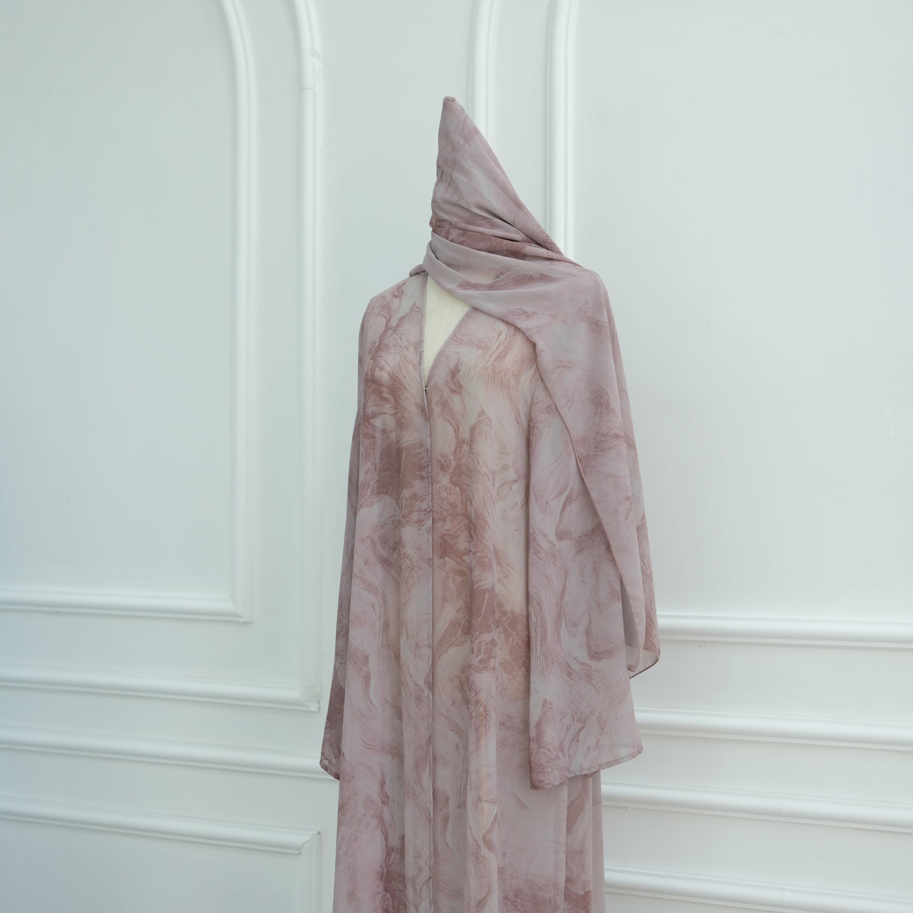 Loriya floral print cardigan + scarf, two pieces, LR1030