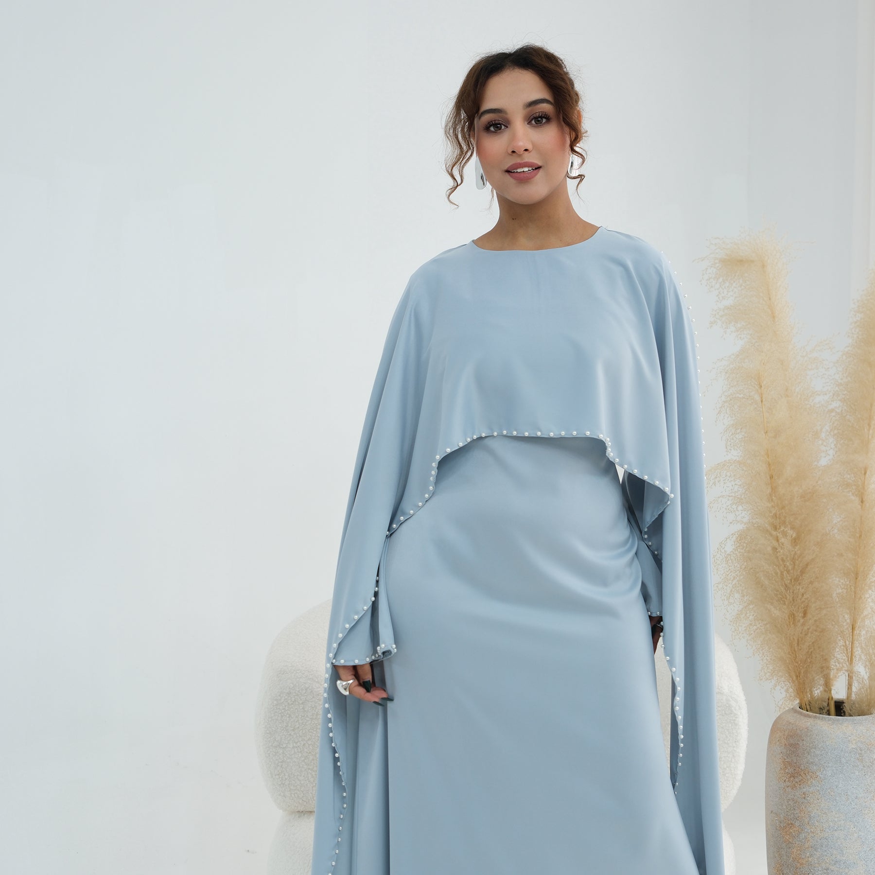 Loriya Pearl Beaded Luxury Shawl Dress LR1134