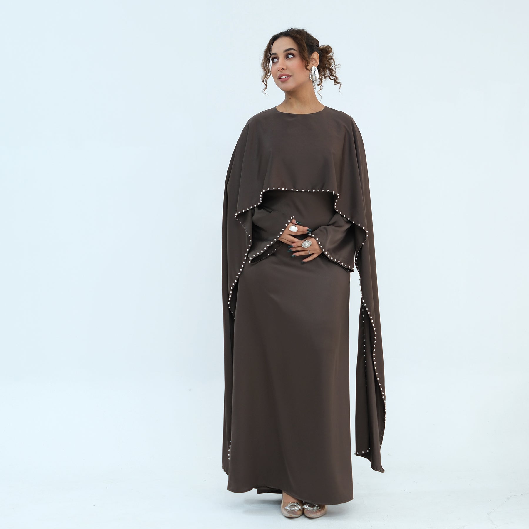 Loriya Pearl Beaded Luxury Shawl Dress LR1134