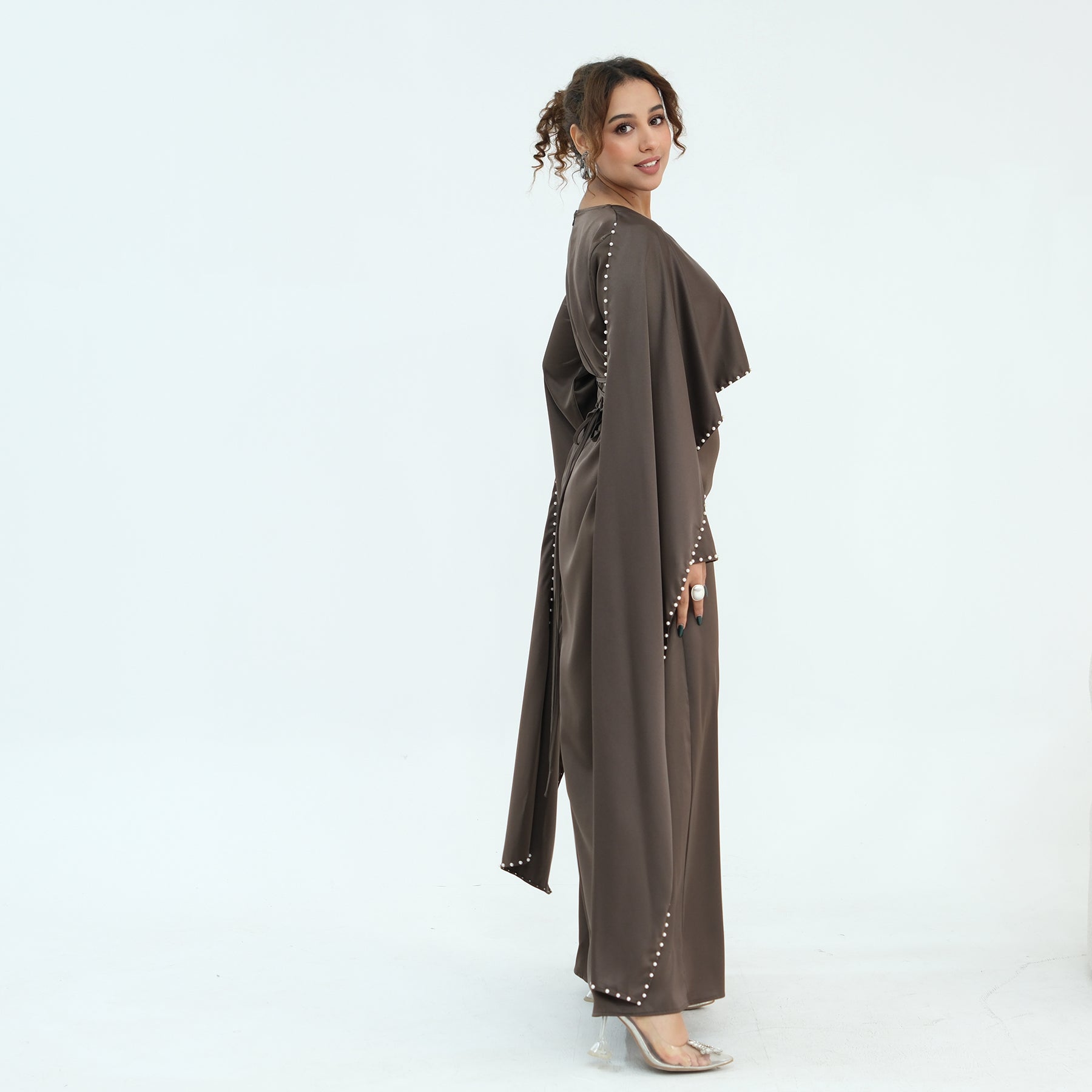 Loriya Pearl Beaded Luxury Shawl Dress LR1134