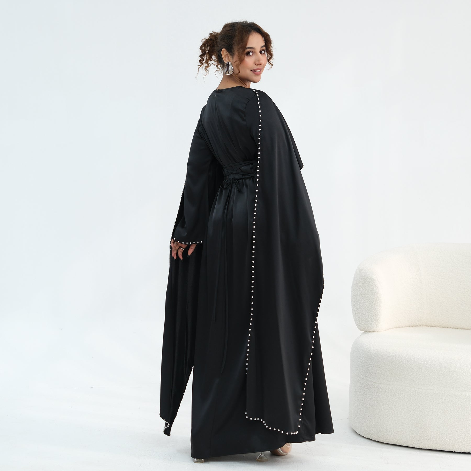 Loriya Pearl Beaded Luxury Shawl Dress LR1134