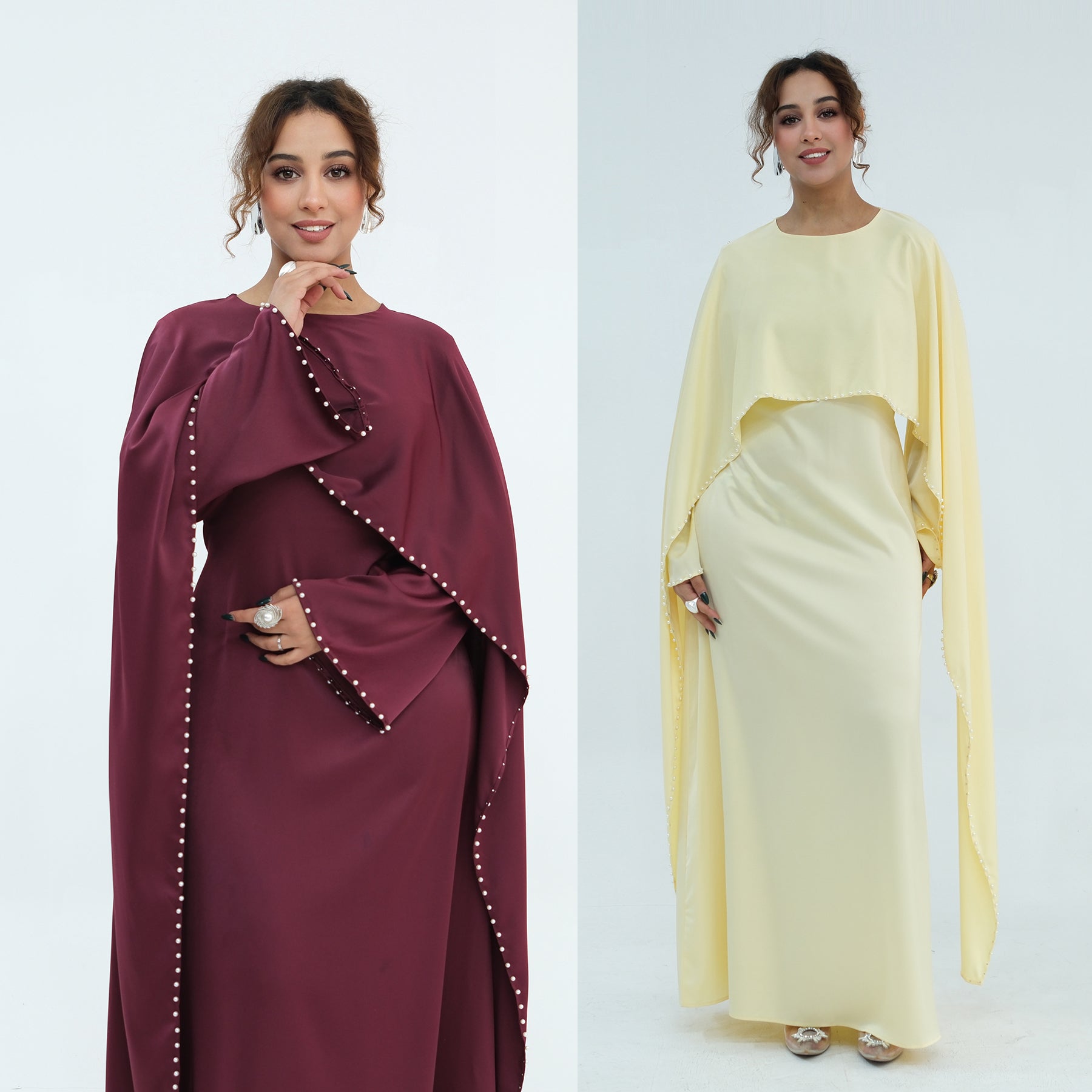 Loriya Pearl Beaded Luxury Shawl Dress LR1134