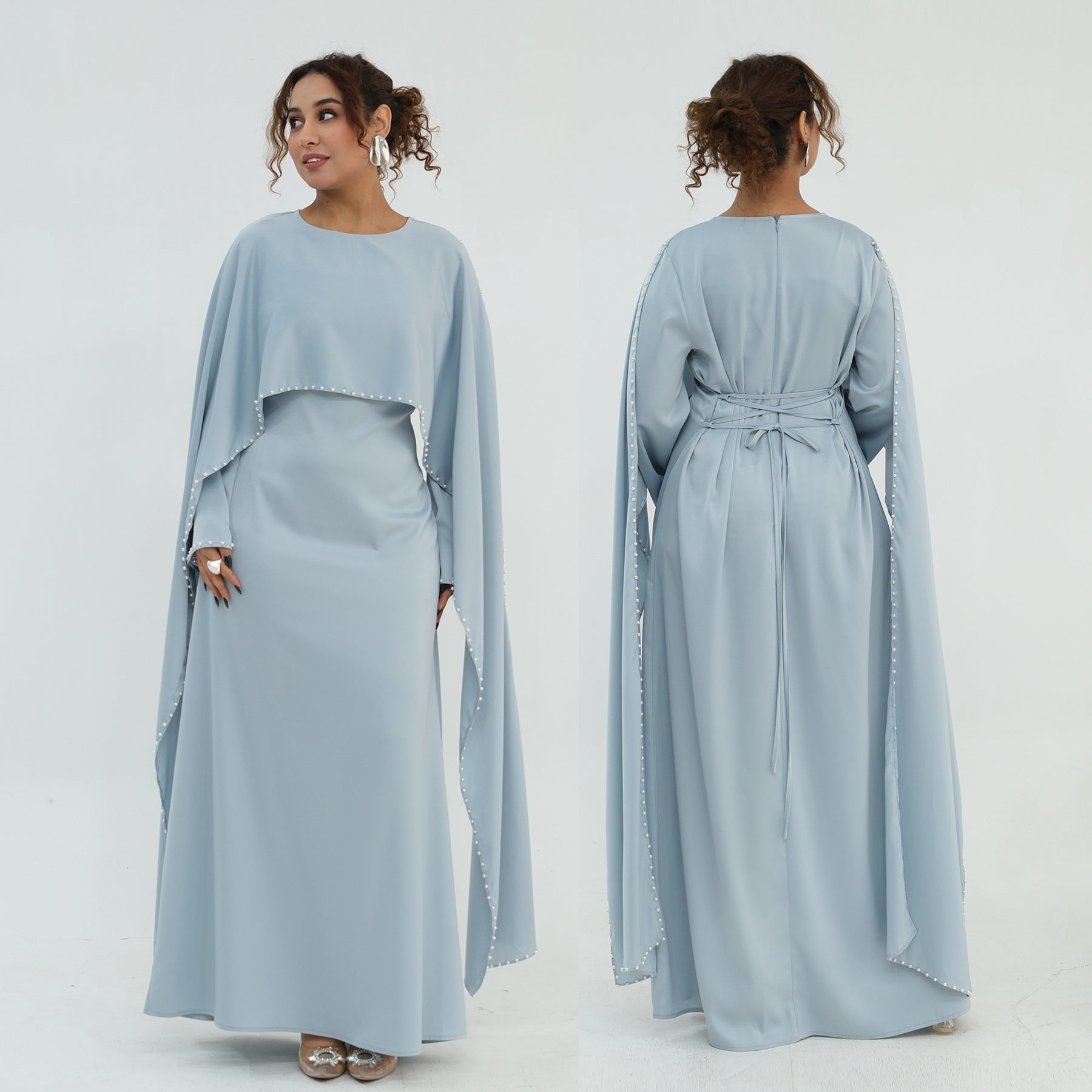 Loriya Pearl Beaded Luxury Shawl Dress LR1134
