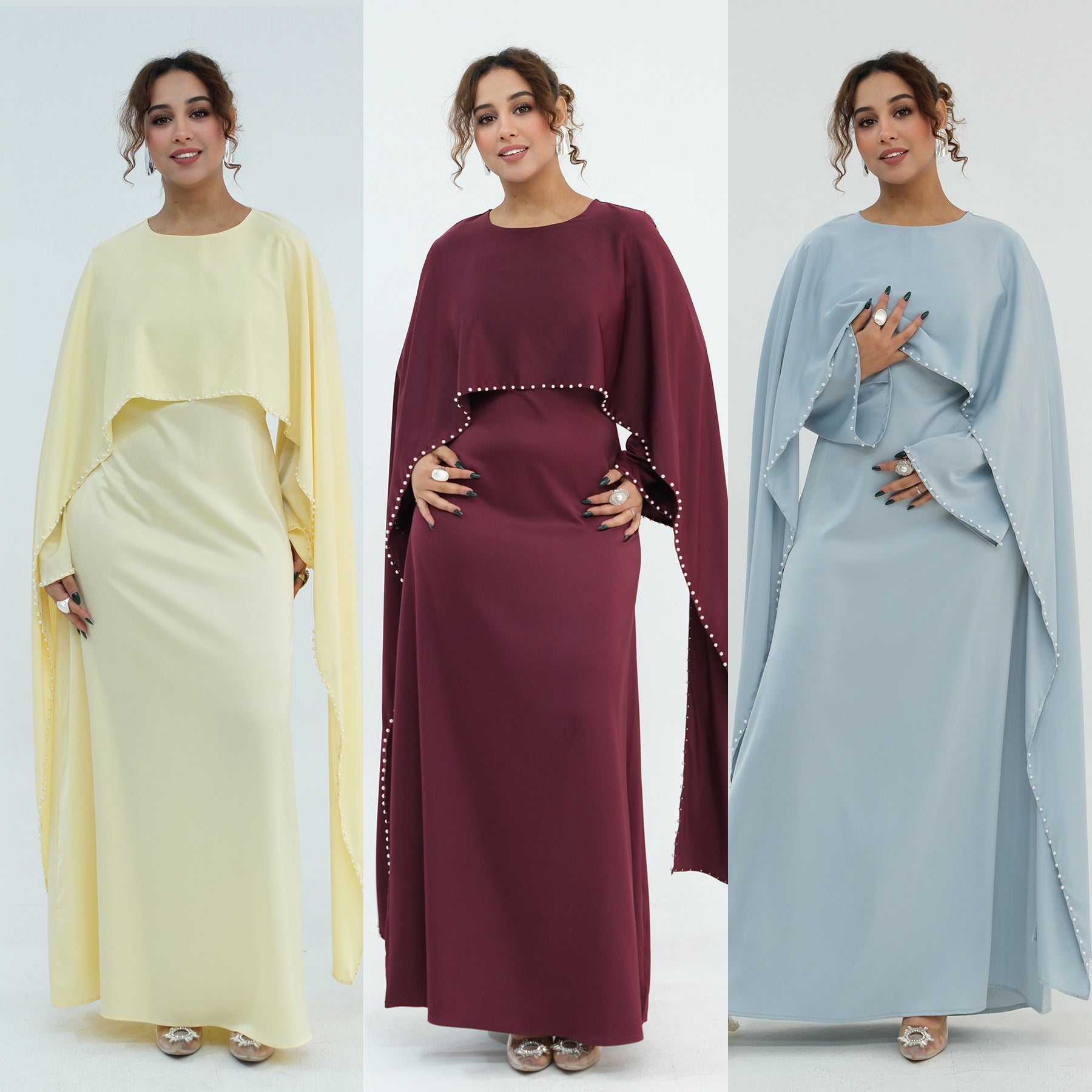 Loriya Pearl Beaded Luxury Shawl Dress LR1134