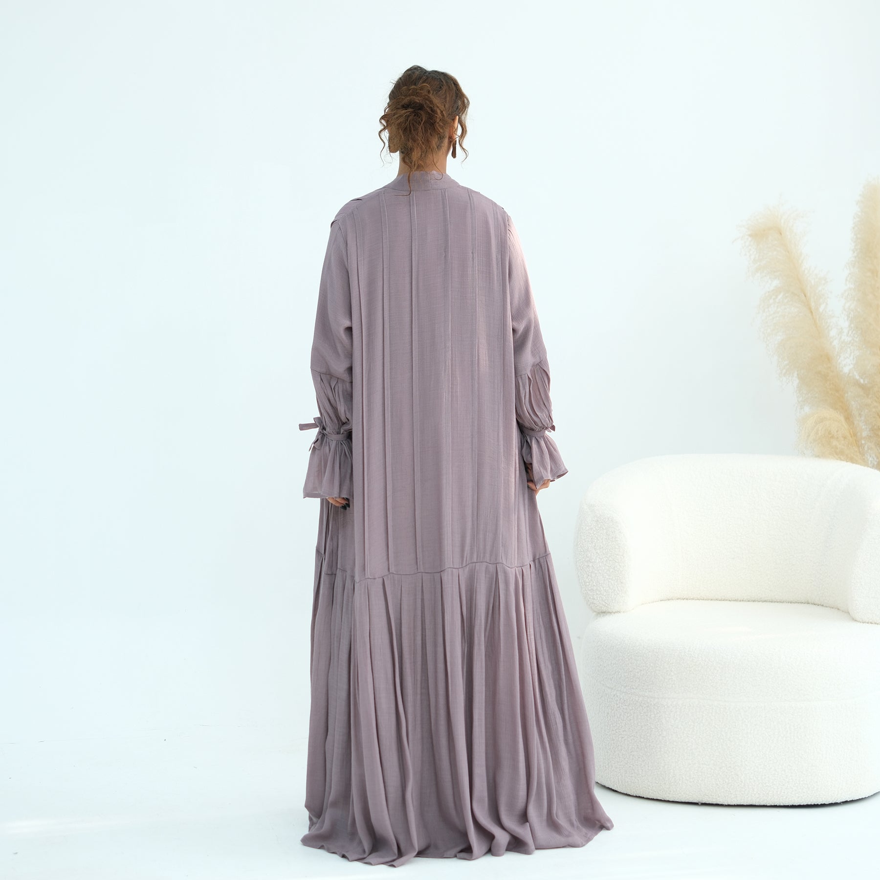 Loriya pleated cardigan with lining + scarf two-piece set LR1139, elegant and commuting style