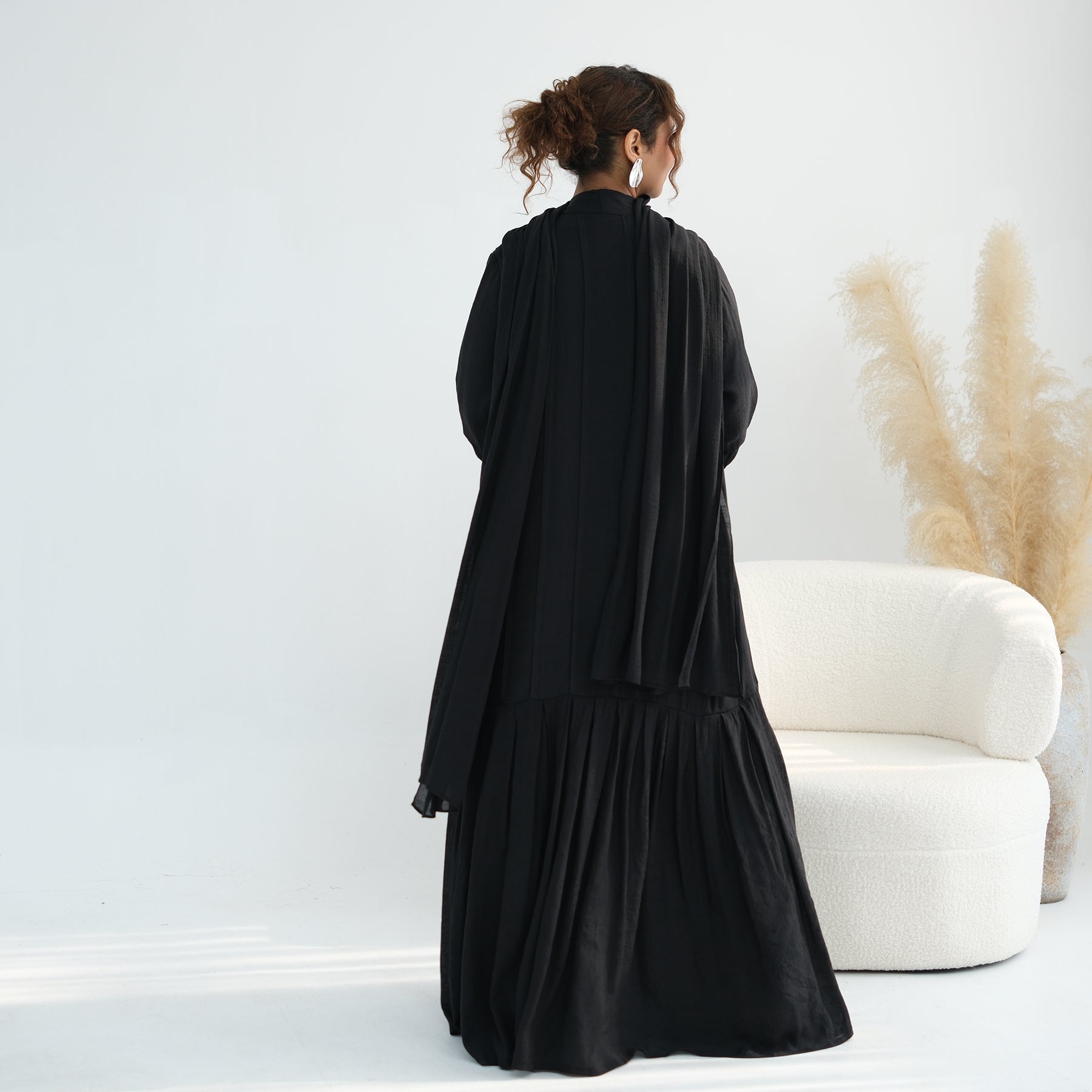 Loriya pleated cardigan with lining + scarf two-piece set LR1139, elegant and commuting style