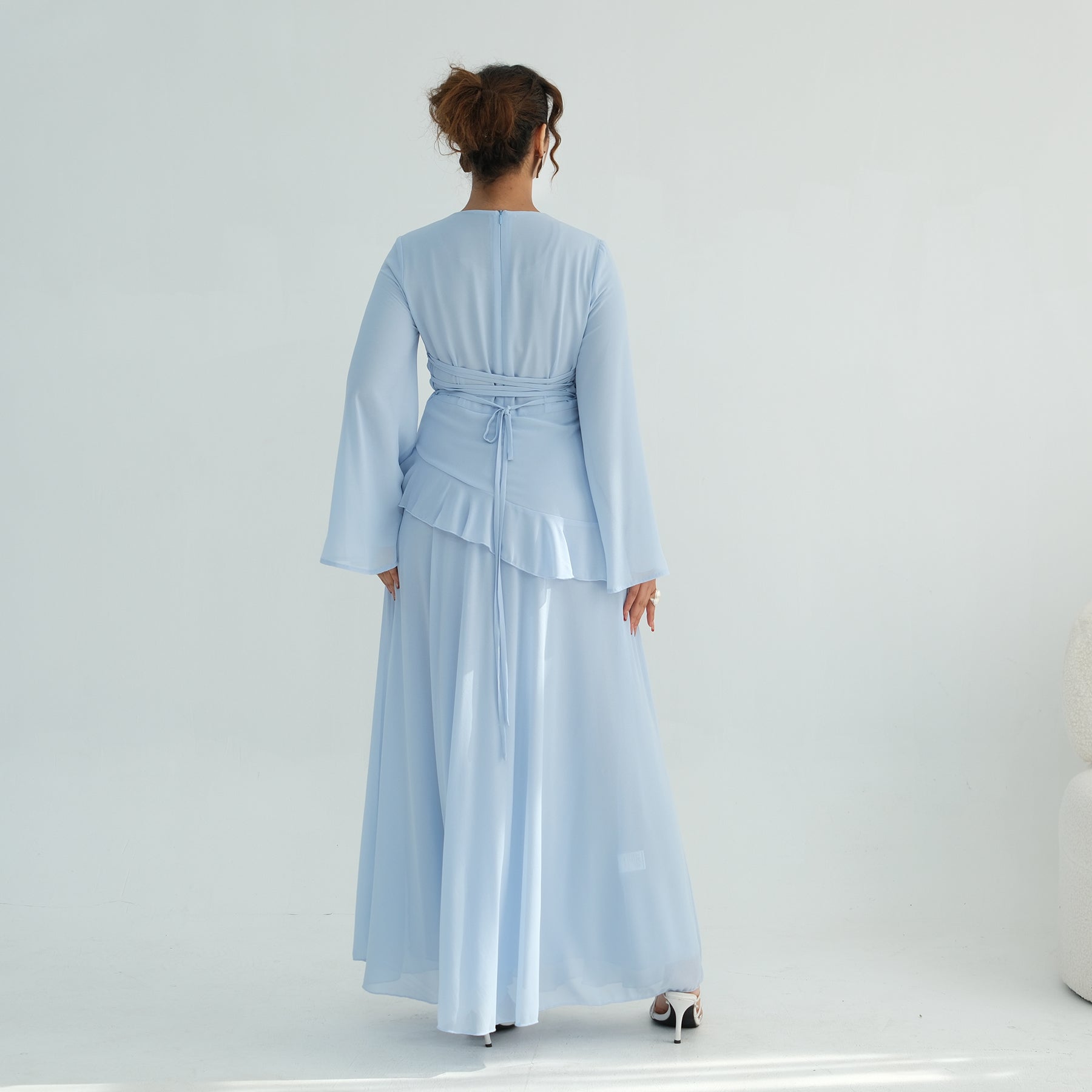 Real photo, directly exported, European and American cross-border dress with a fitted waist and double-layer fabric, style 1145