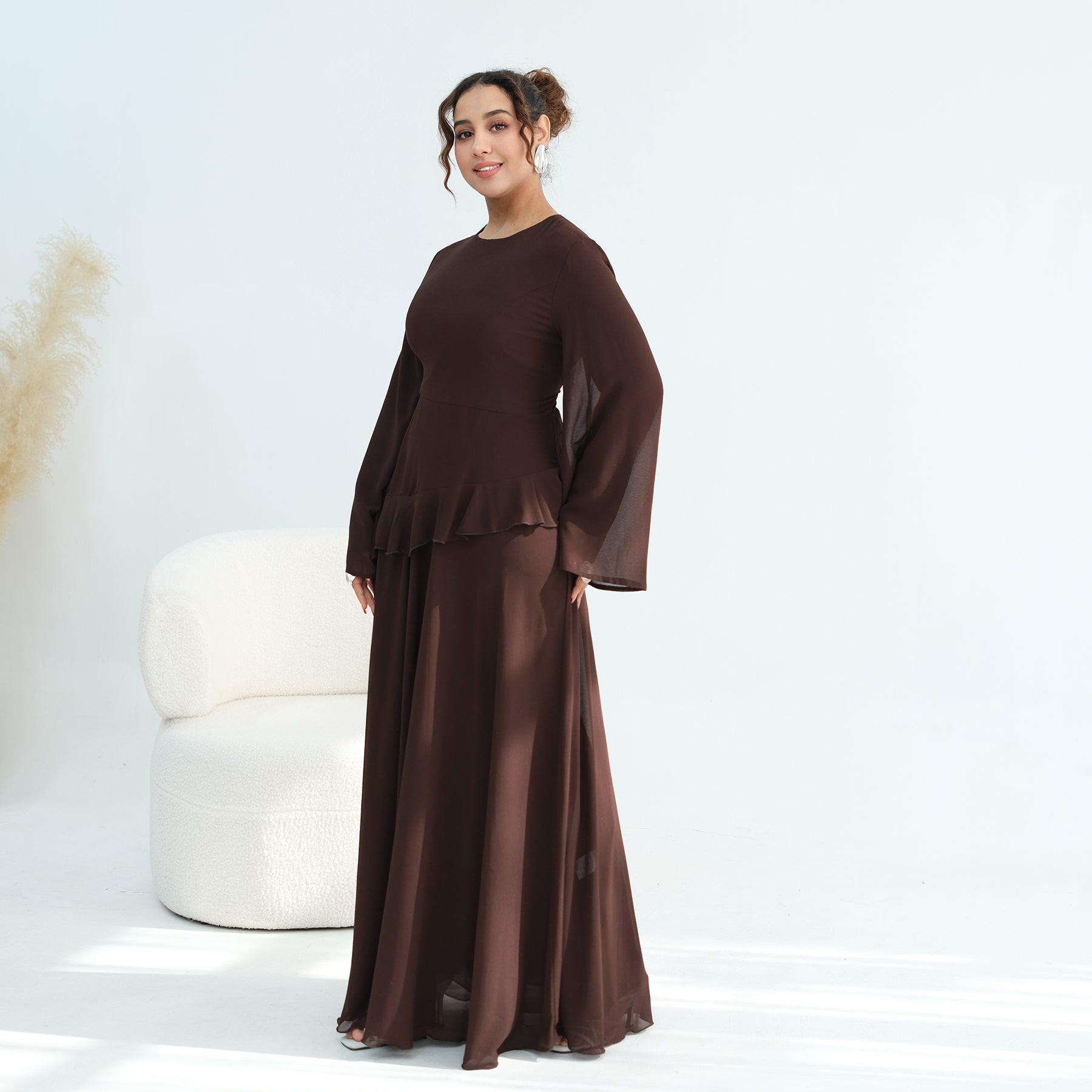 Real photo, directly exported, European and American cross-border dress with a fitted waist and double-layer fabric, style 1145