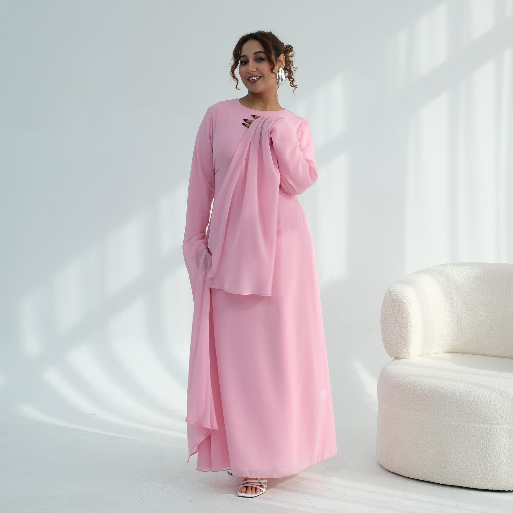 Loriya double-layer elegant dress with a fitted waist, LR1151