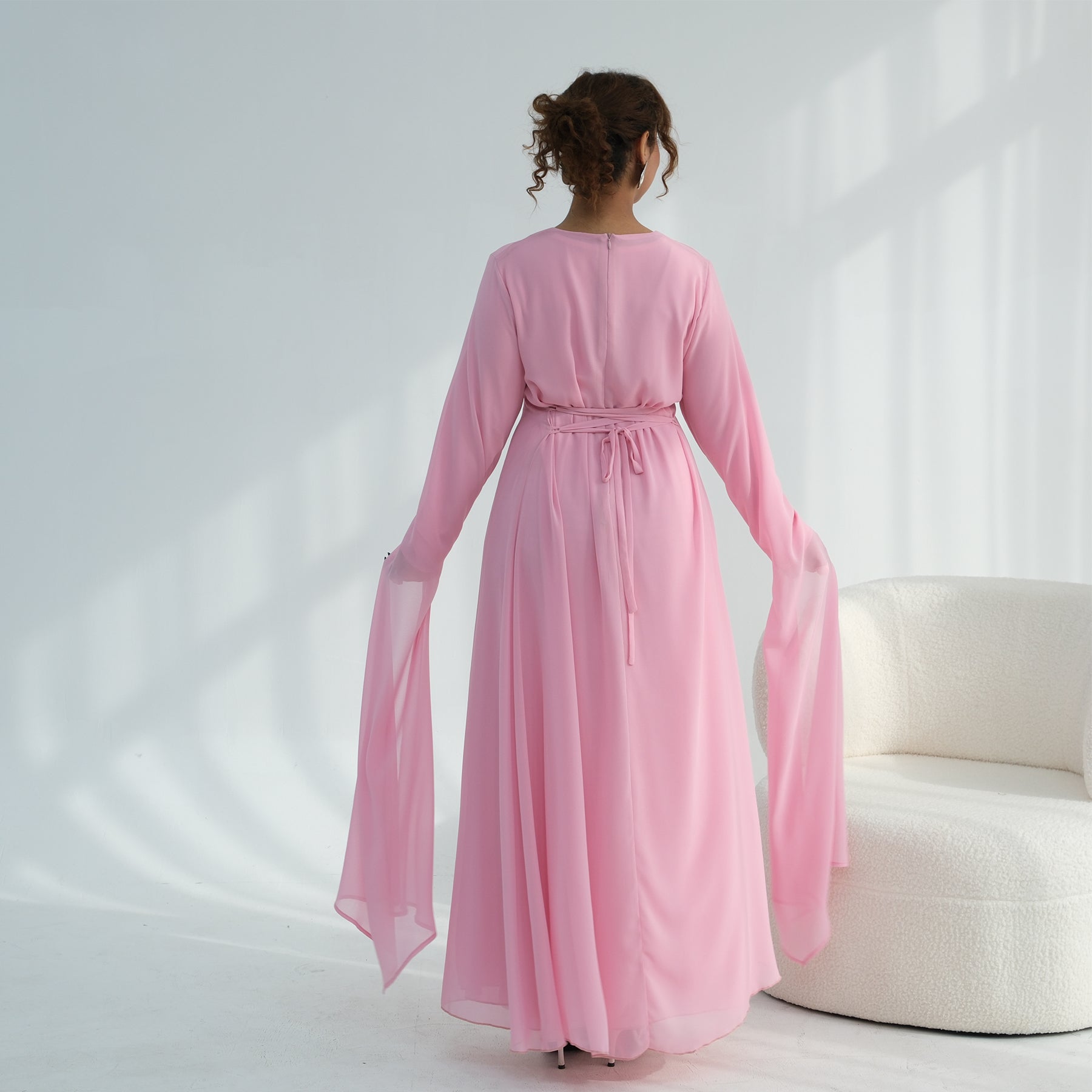 Loriya double-layer elegant dress with a fitted waist, LR1151