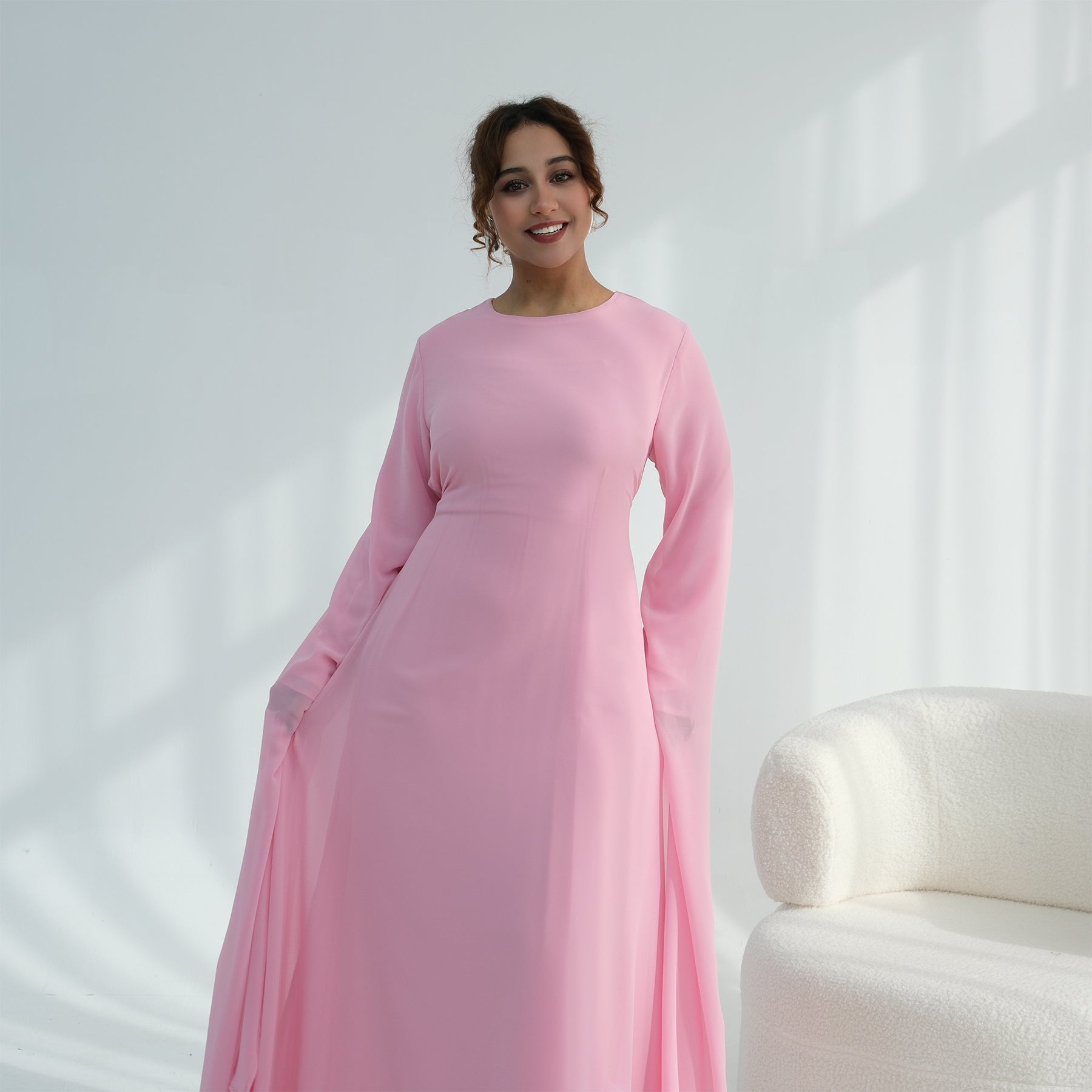 Loriya double-layer elegant dress with a fitted waist, LR1151