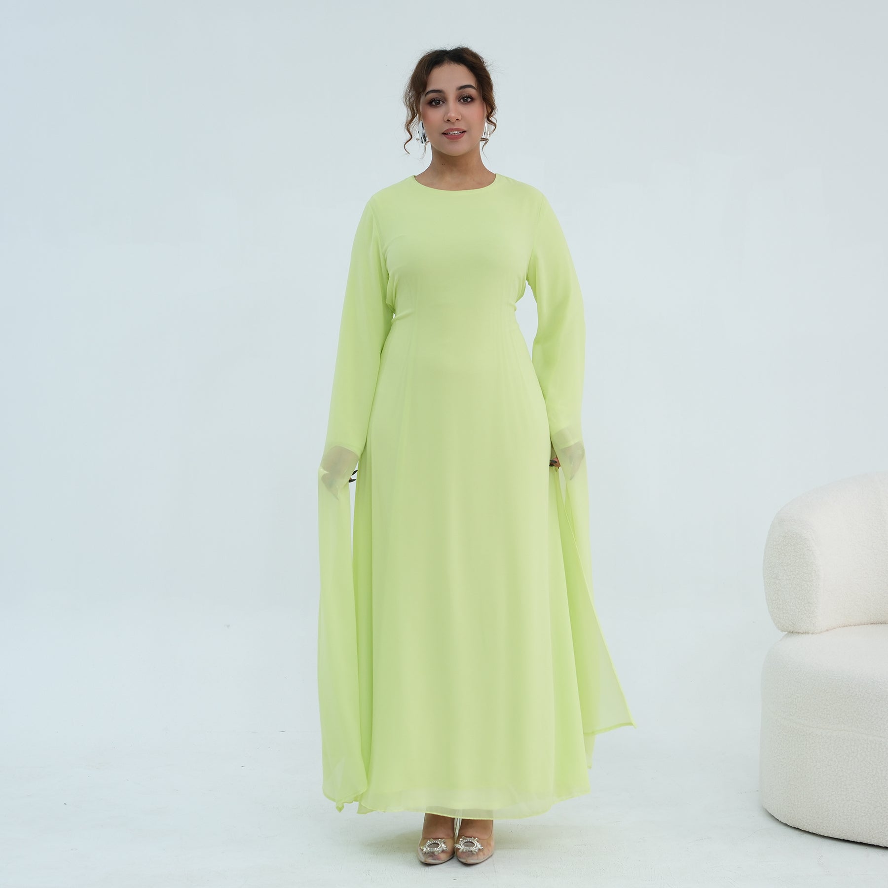 Loriya double-layer elegant dress with a fitted waist, LR1151