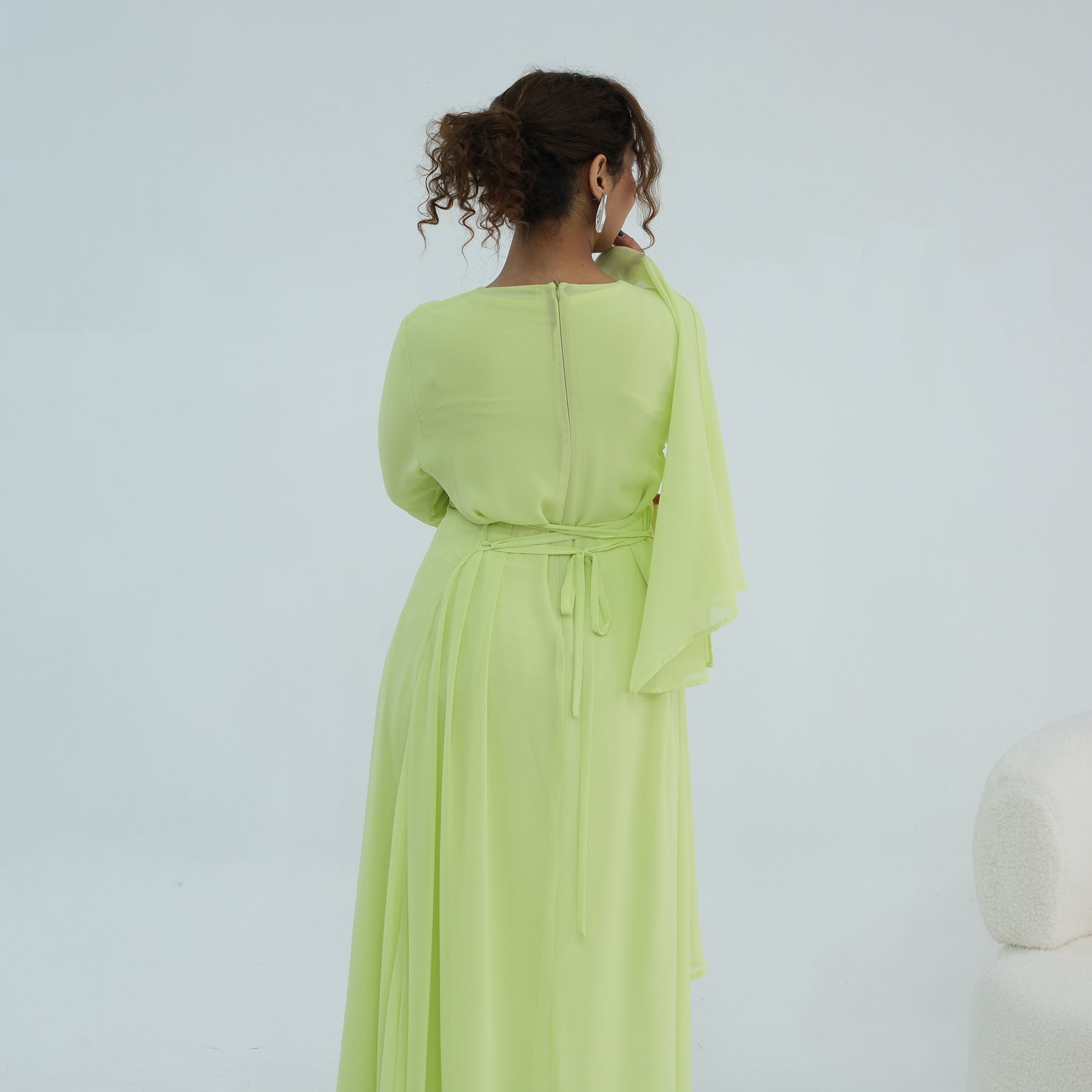 Loriya double-layer elegant dress with a fitted waist, LR1151