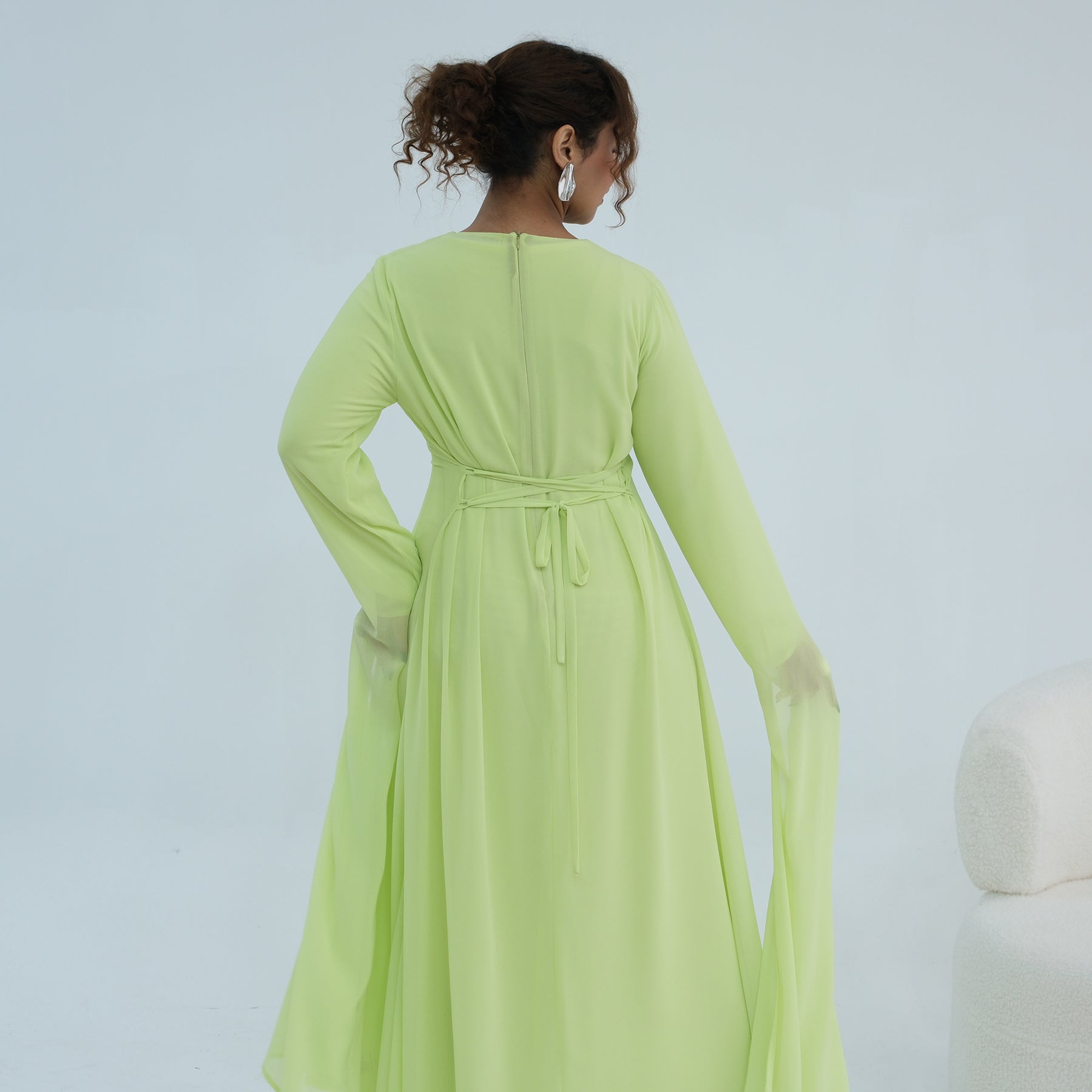 Loriya double-layer elegant dress with a fitted waist, LR1151