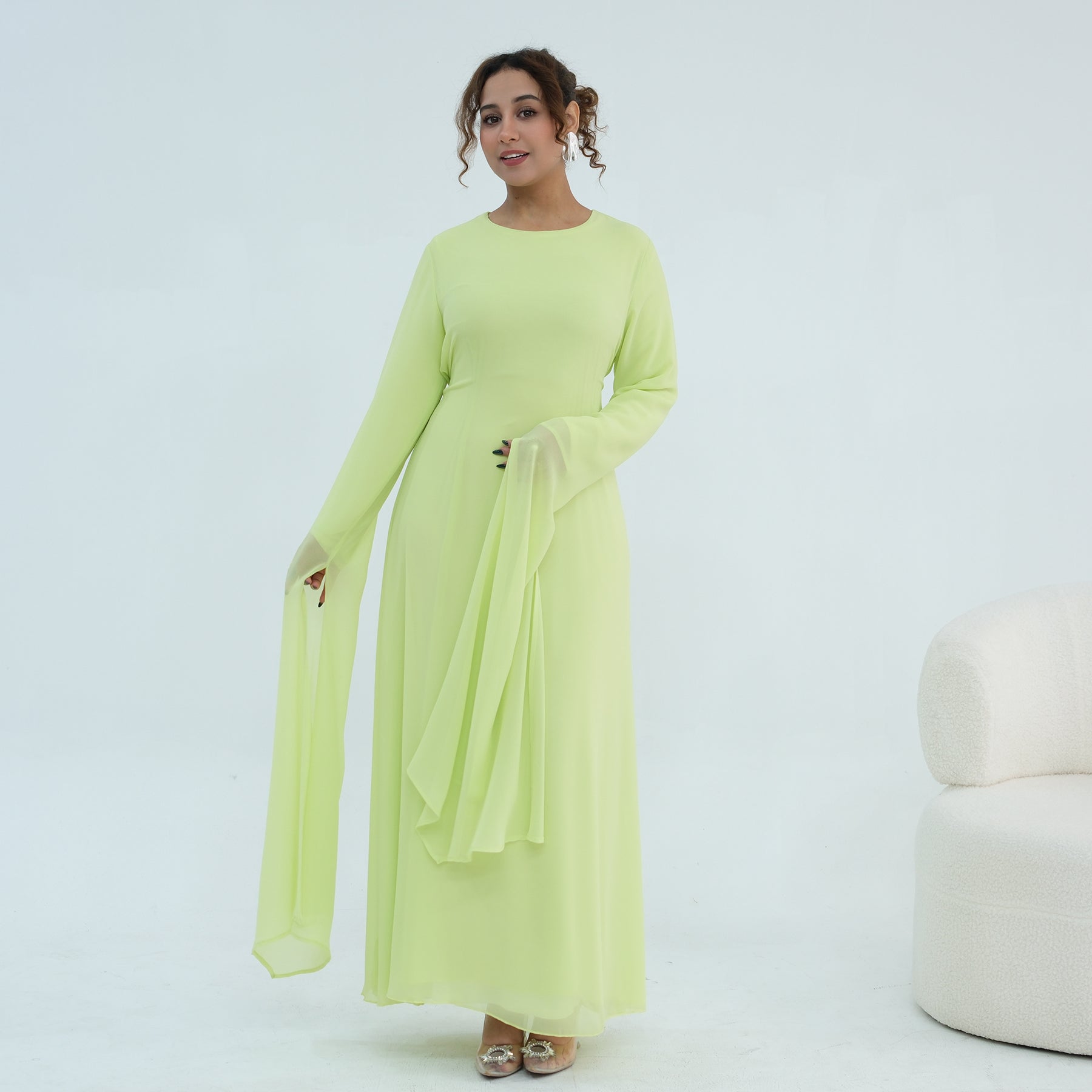 Loriya double-layer elegant dress with a fitted waist, LR1151