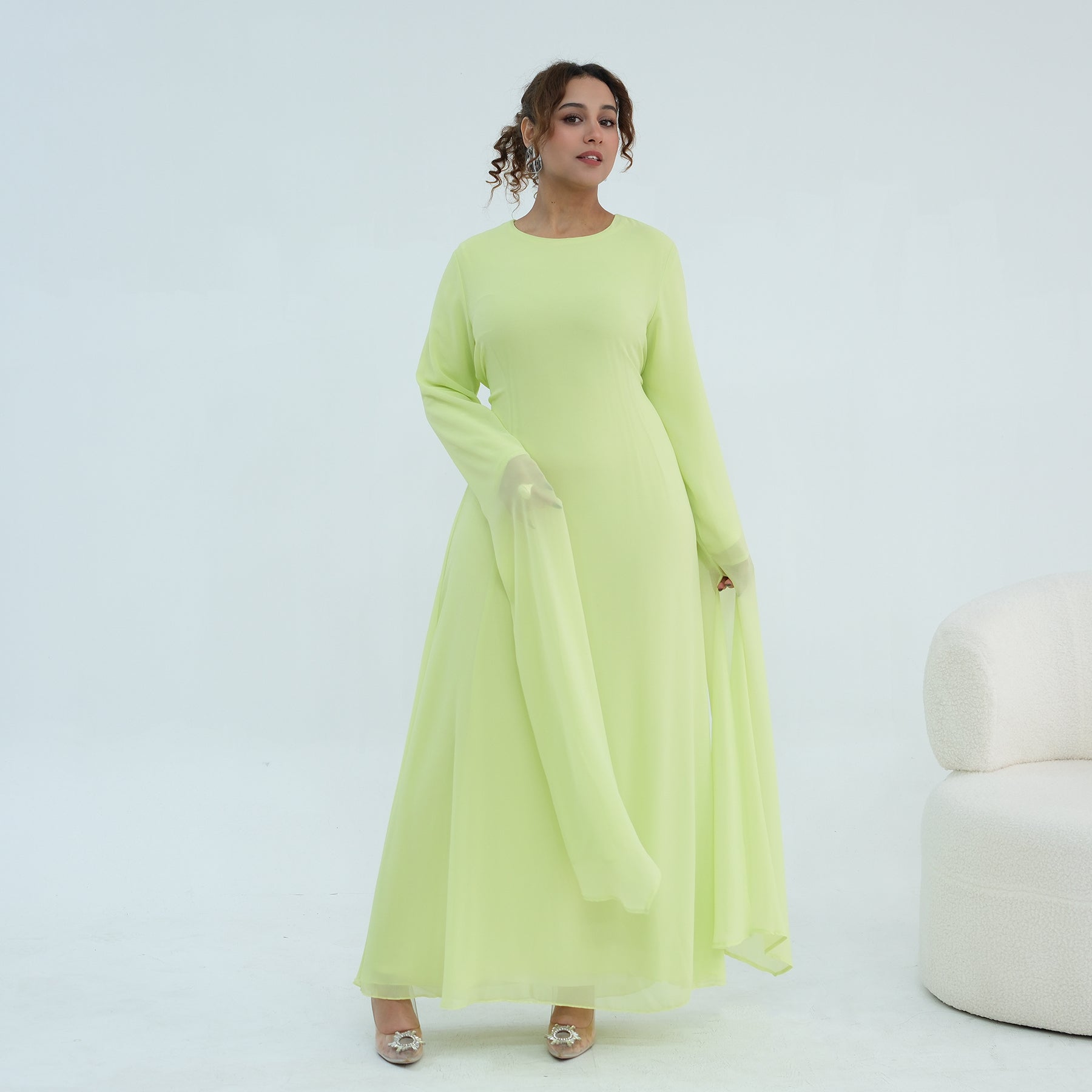 Loriya double-layer elegant dress with a fitted waist, LR1151