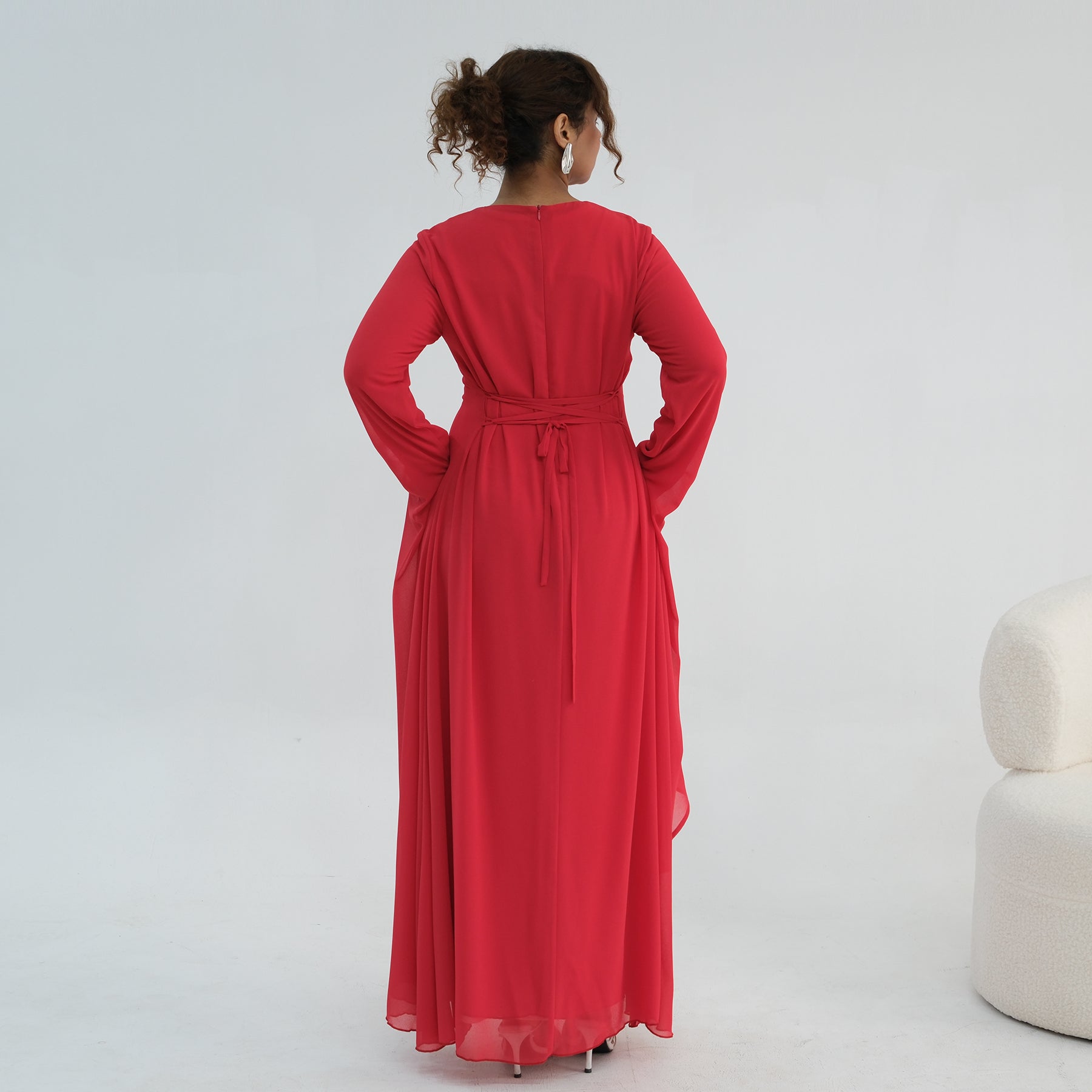 Loriya double-layer elegant dress with a fitted waist, LR1151