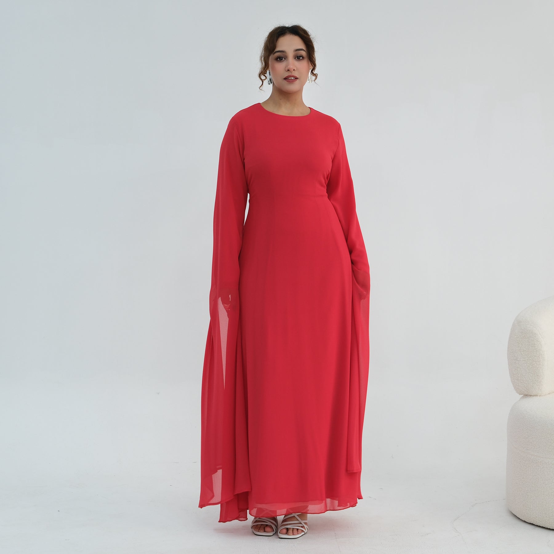 Loriya double-layer elegant dress with a fitted waist, LR1151