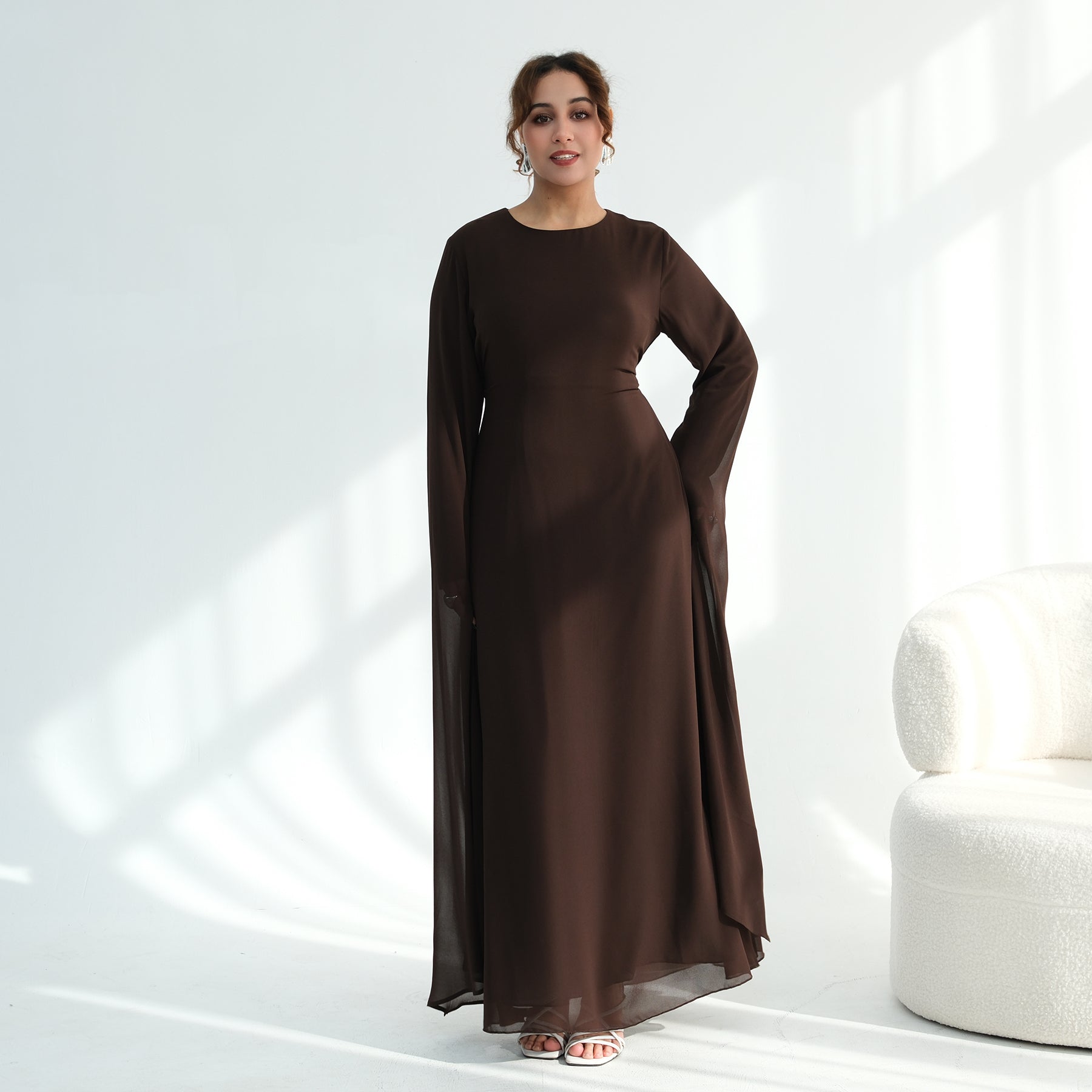 Loriya double-layer elegant dress with a fitted waist, LR1151