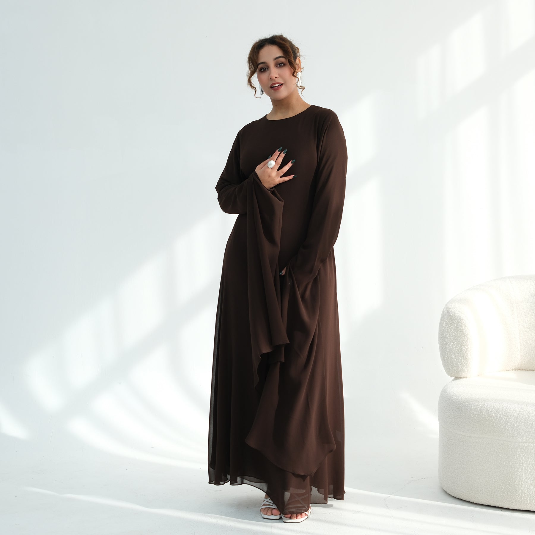 Loriya double-layer elegant dress with a fitted waist, LR1151