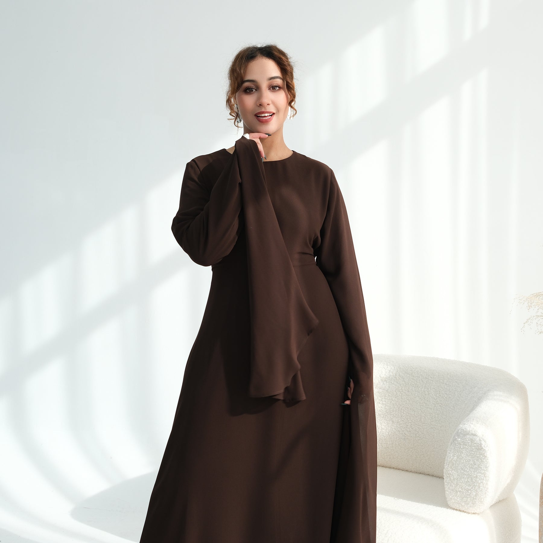 Loriya double-layer elegant dress with a fitted waist, LR1151