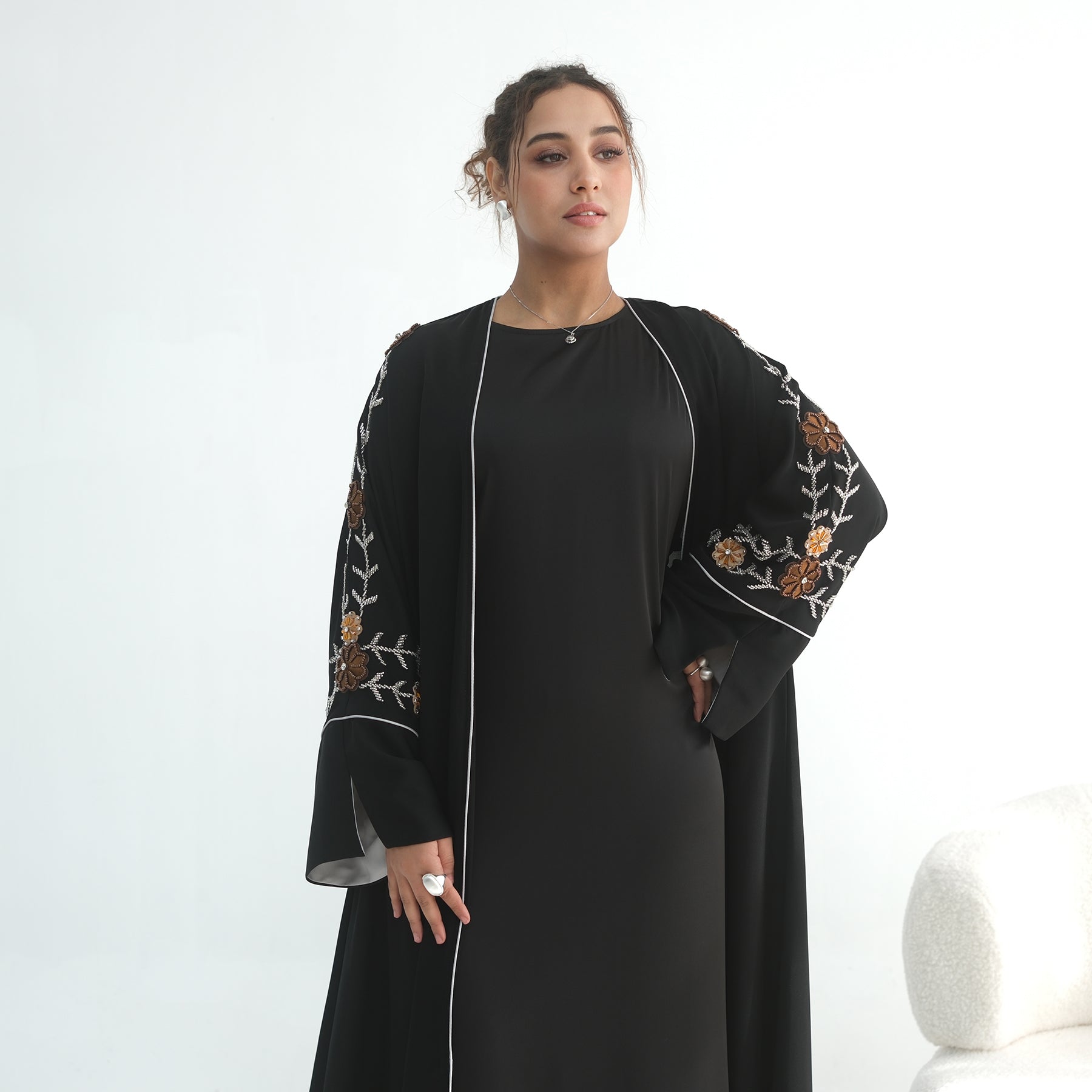 Real photo straight out, embroidered large-size floral handmade beaded cardigan LR1154