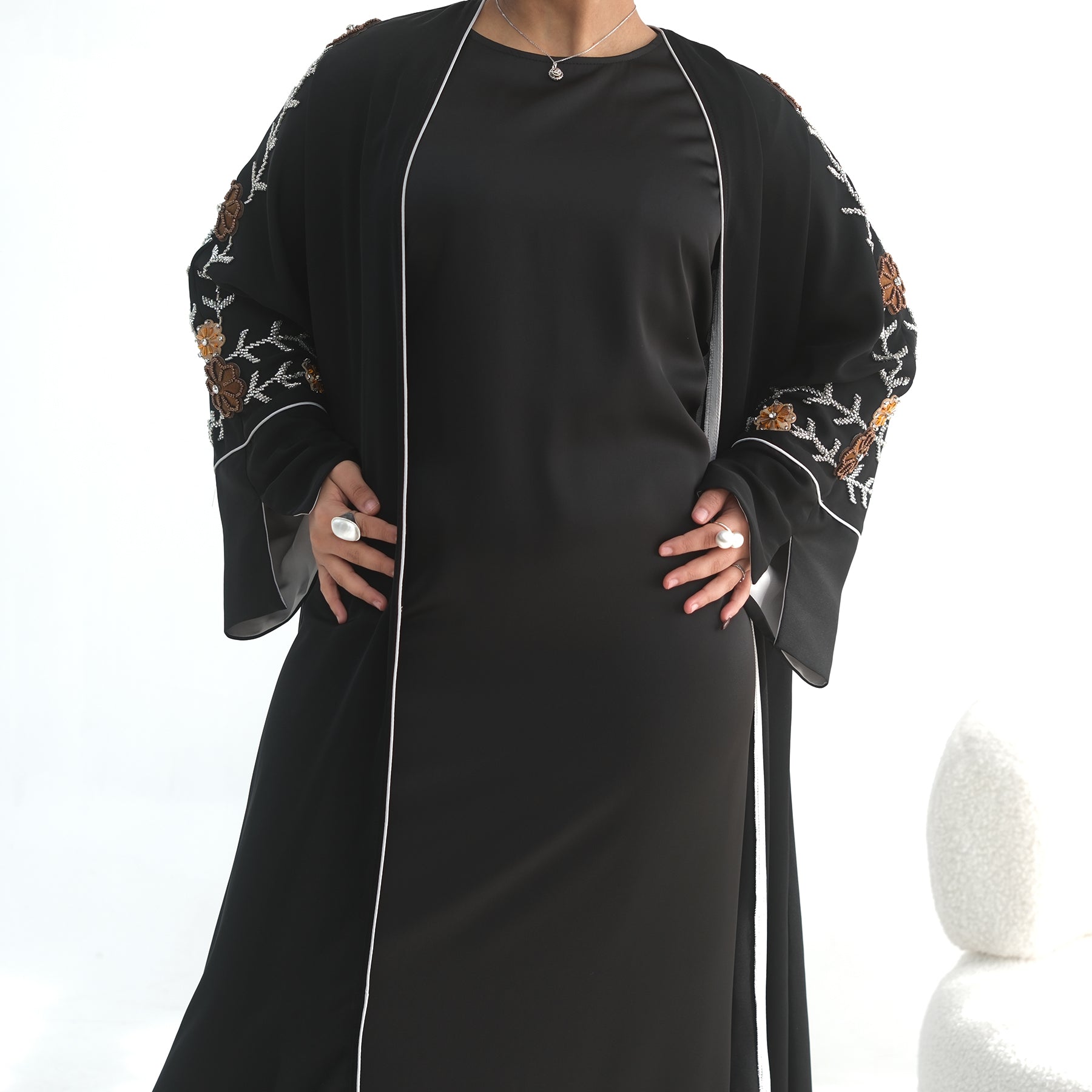 Real photo straight out, embroidered large-size floral handmade beaded cardigan LR1154