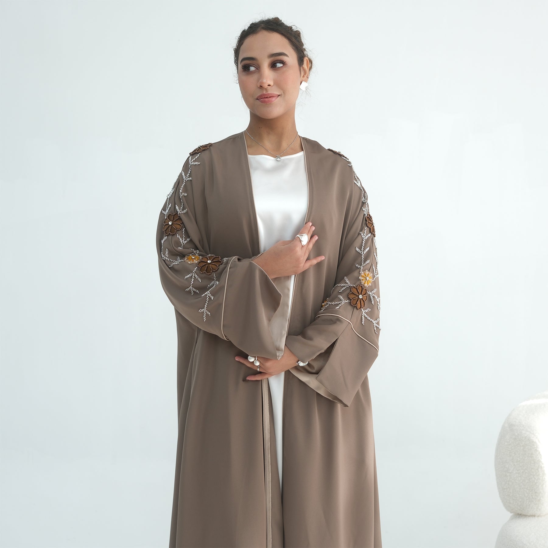 Real photo straight out, embroidered large-size floral handmade beaded cardigan LR1154