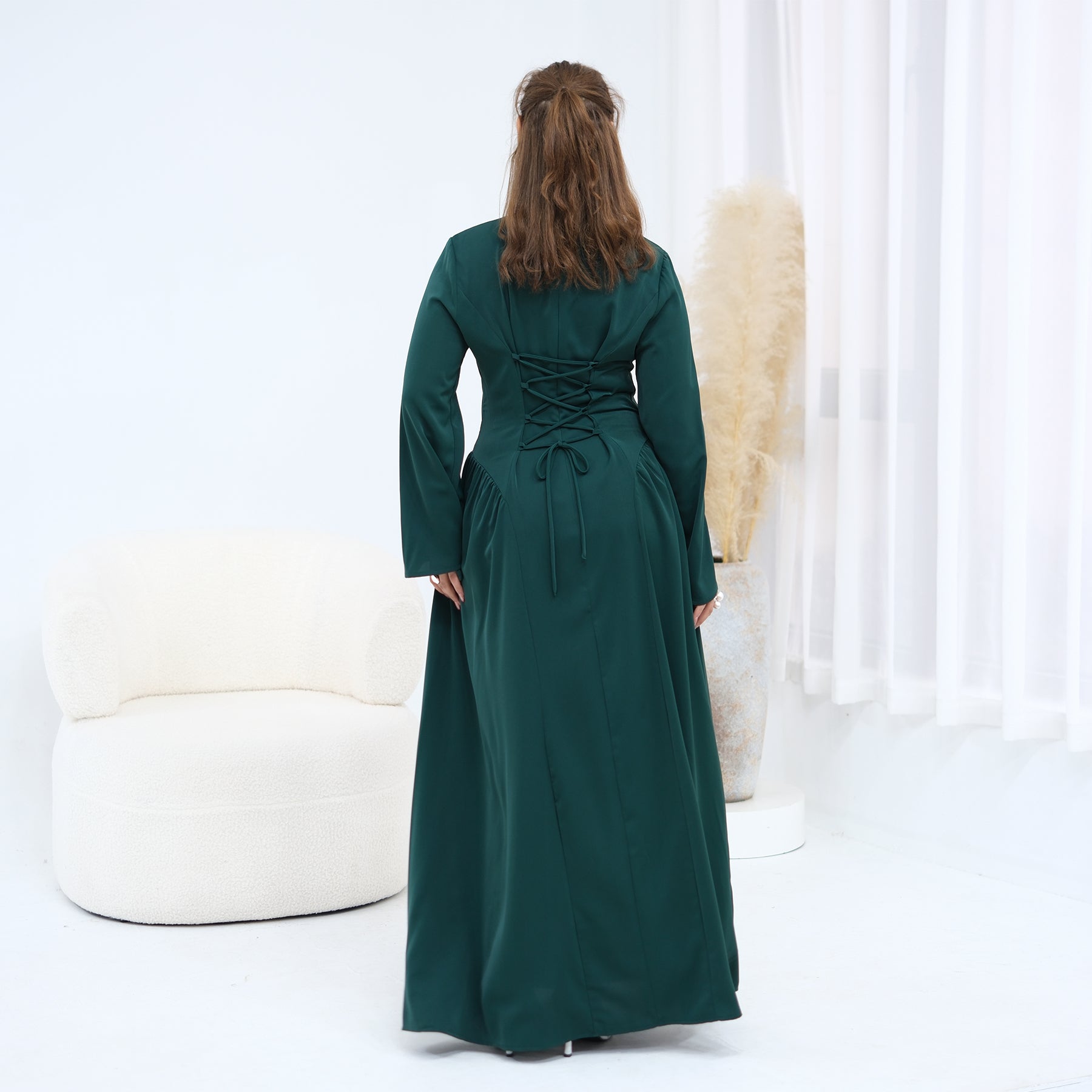 Loriya Plus Size Long-Sleeve Large Hem Dress LR1155