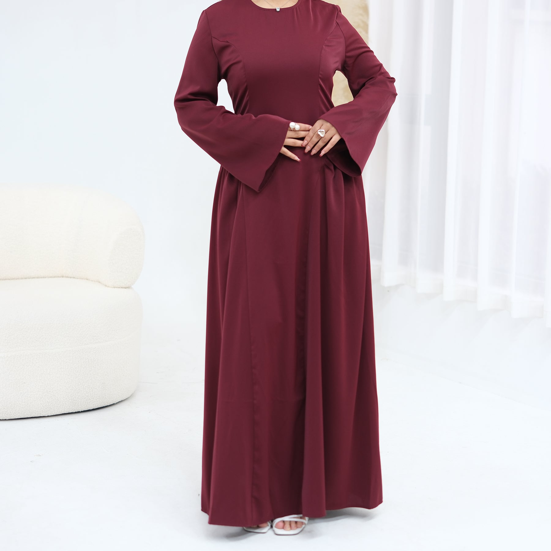 Loriya Plus Size Long-Sleeve Large Hem Dress LR1155