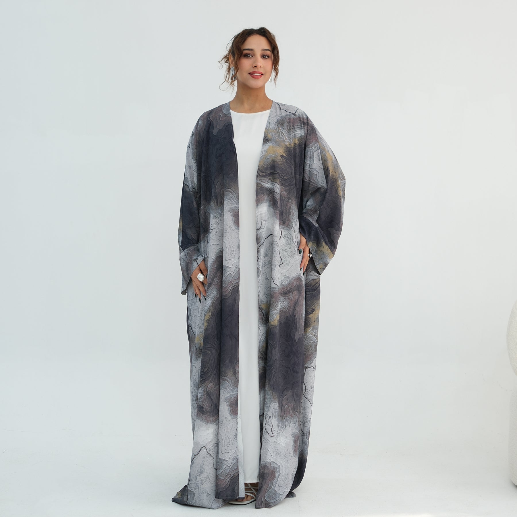 Loriya two-piece floral cardigan + scarf LR1158