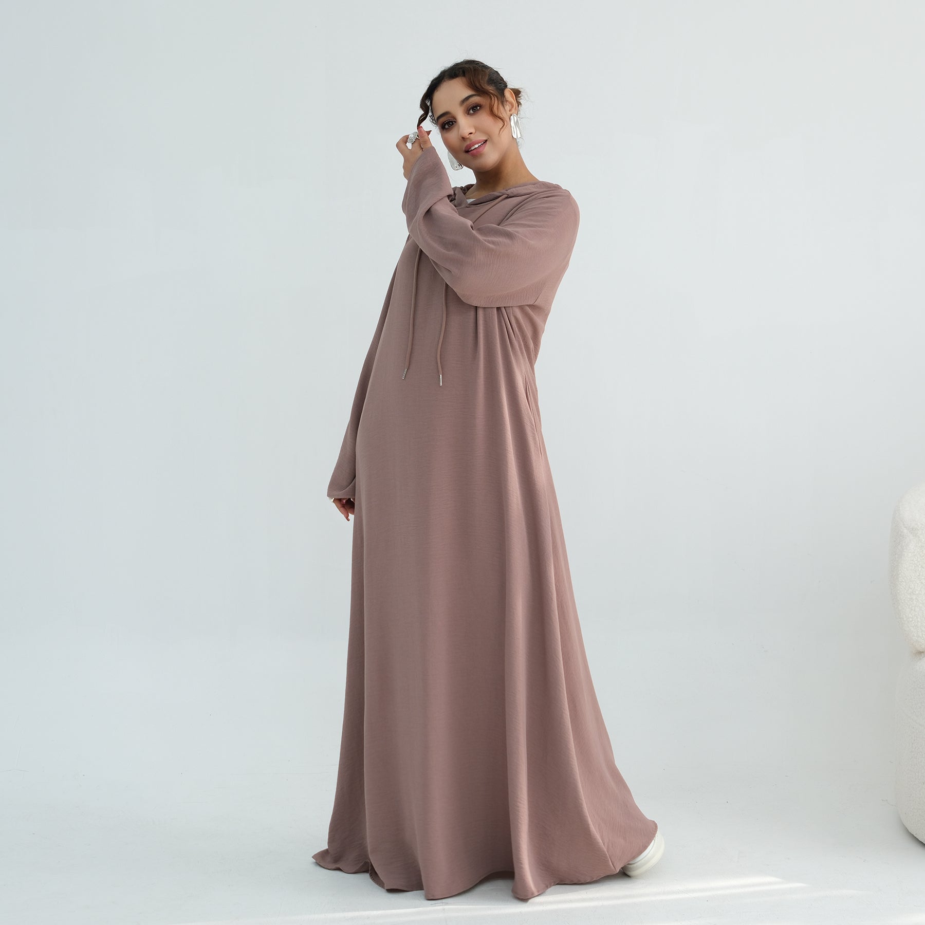 Loriya casual loose large-size hooded dress LR1159