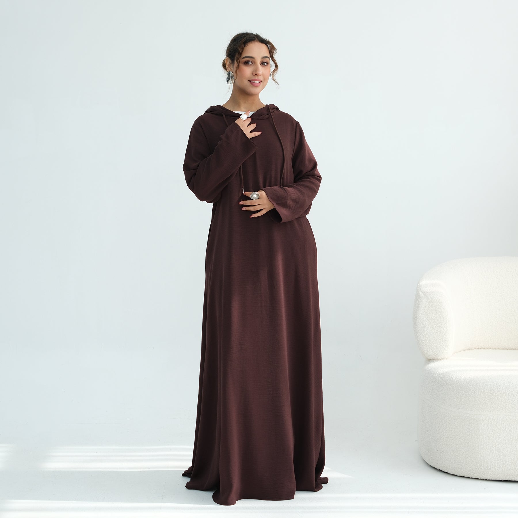 Loriya casual loose large-size hooded dress LR1159
