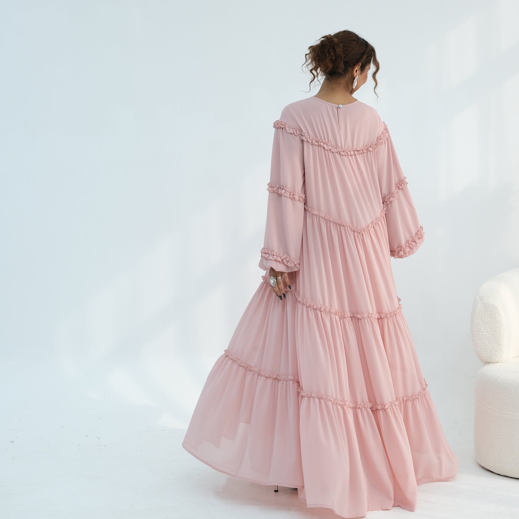 Loriya luxury long-sleeved dress with large skirt and double-layer cake skirt LR1161