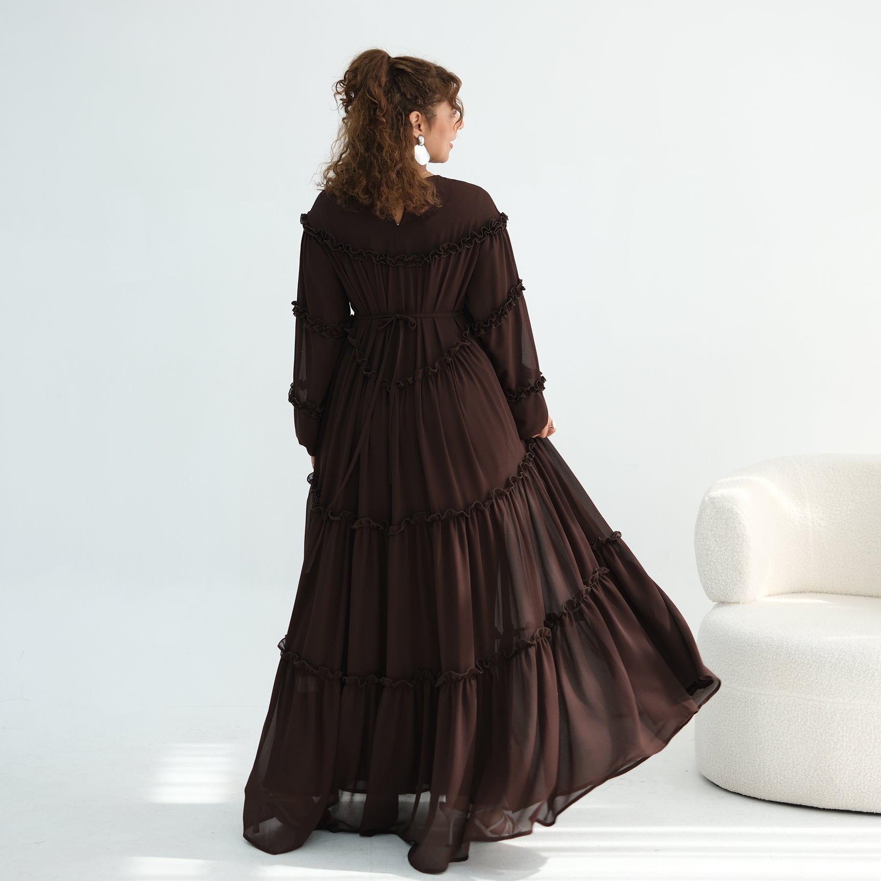 Loriya luxury long-sleeved dress with large skirt and double-layer cake skirt LR1161