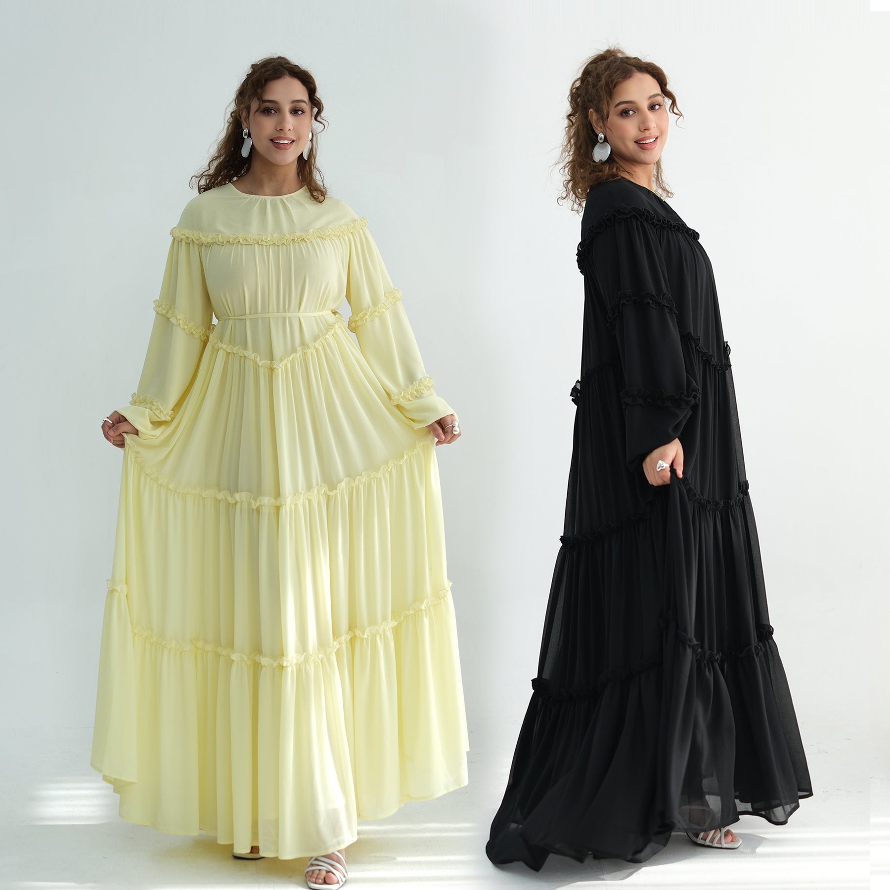 Loriya luxury long-sleeved dress with large skirt and double-layer cake skirt LR1161