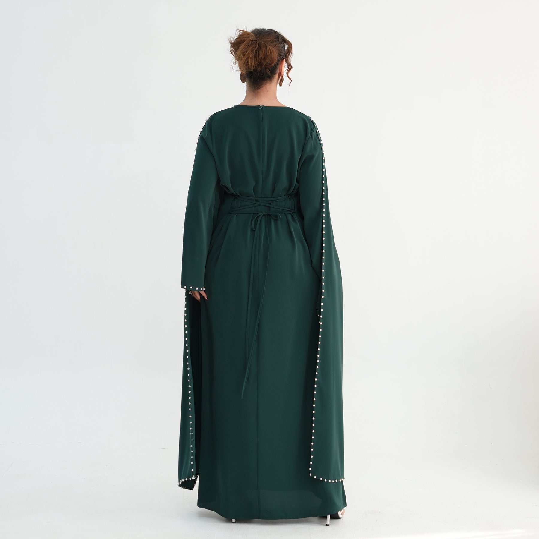 Loriya Plus Size New Long-Sleeve Beaded Dress LR1163