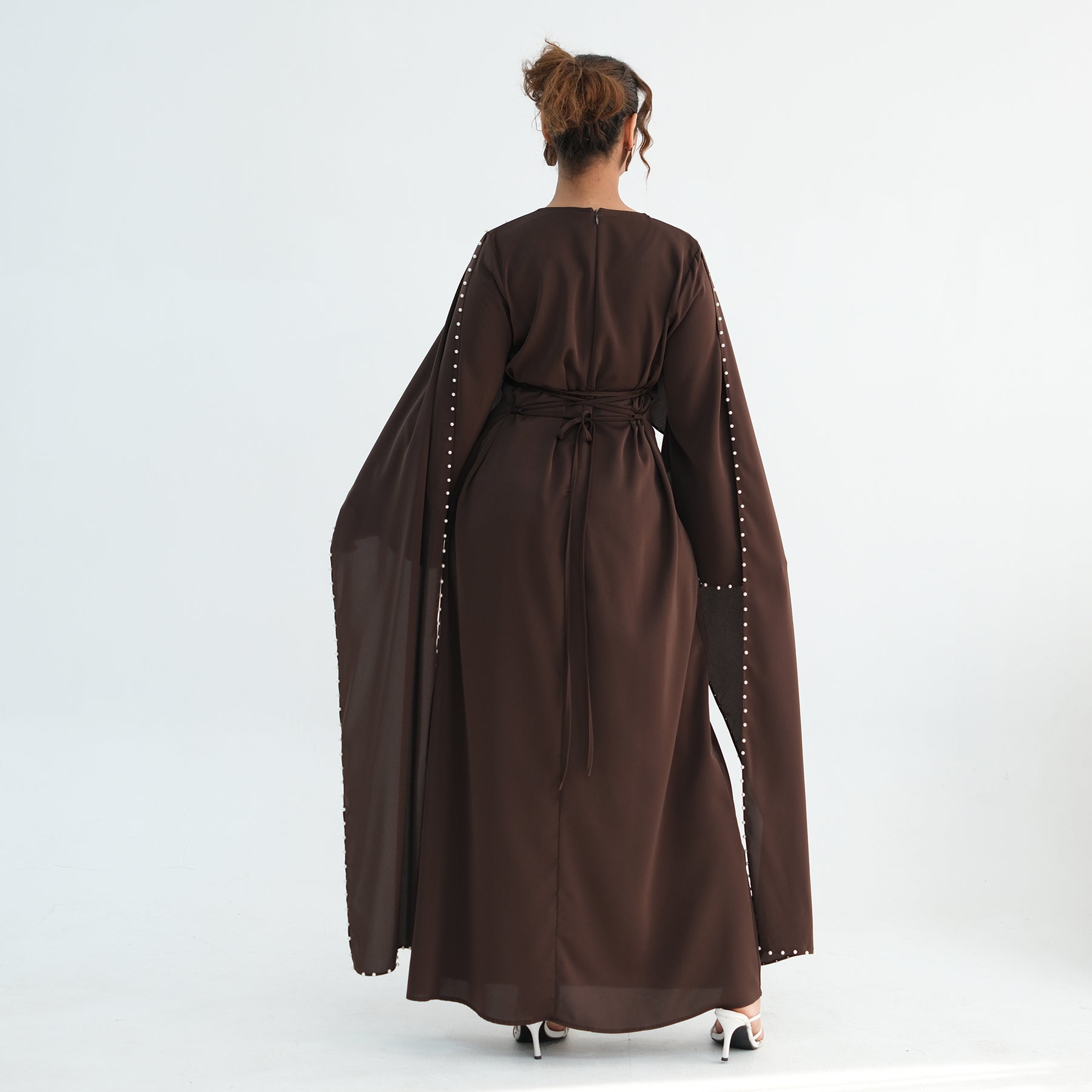 Loriya Plus Size New Long-Sleeve Beaded Dress LR1163