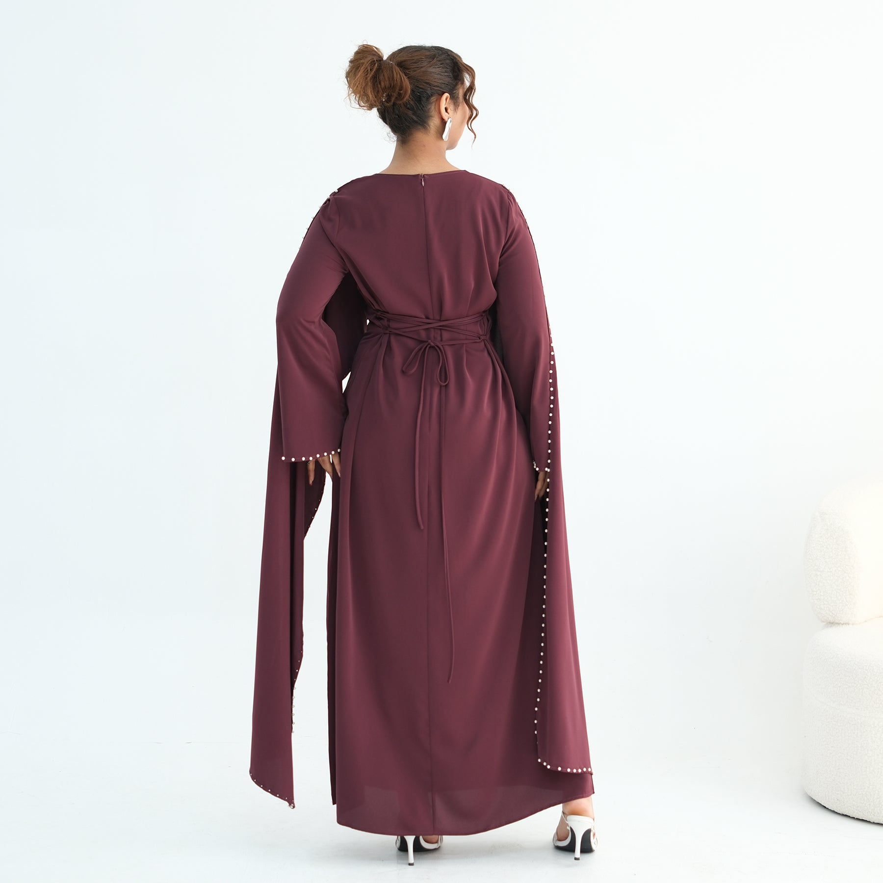 Loriya Plus Size New Long-Sleeve Beaded Dress LR1163