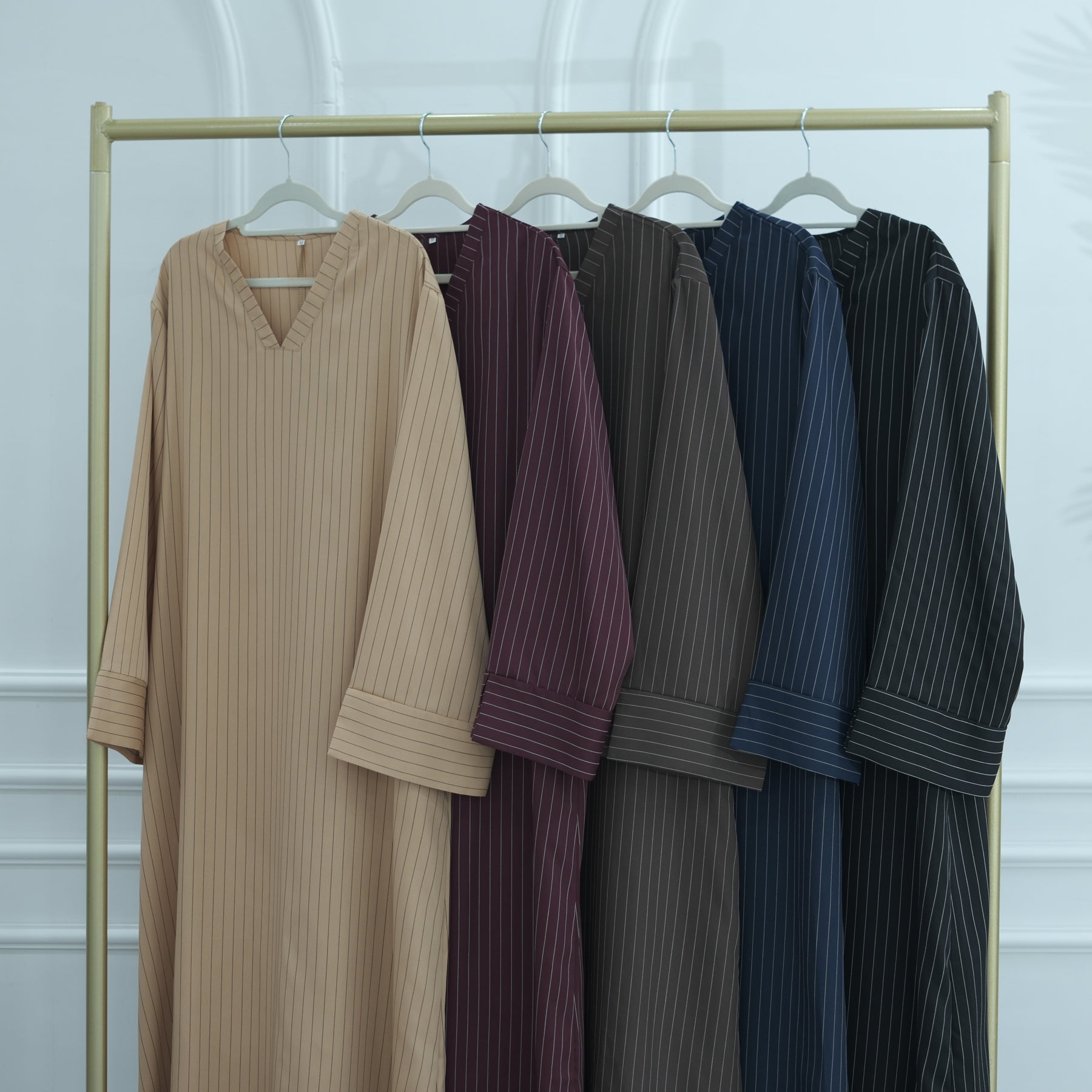 Loriya V-neck Large Size Dress Striped Dress LR1166