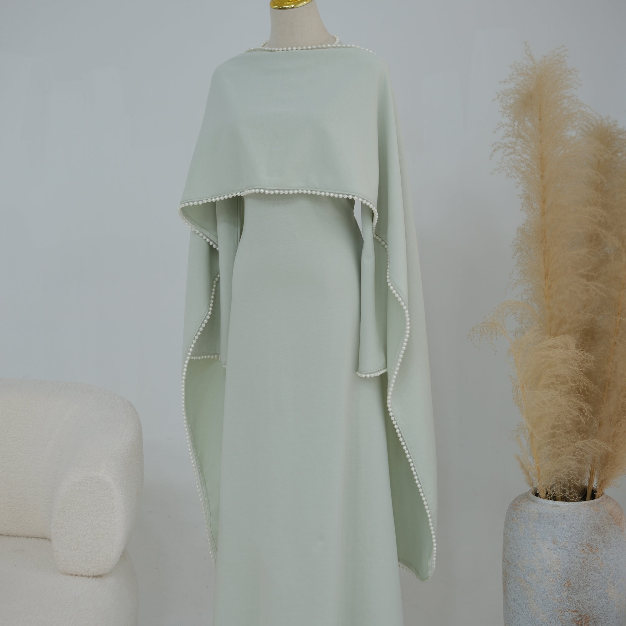 Loriya beaded shawl + long-sleeved dress LR1167