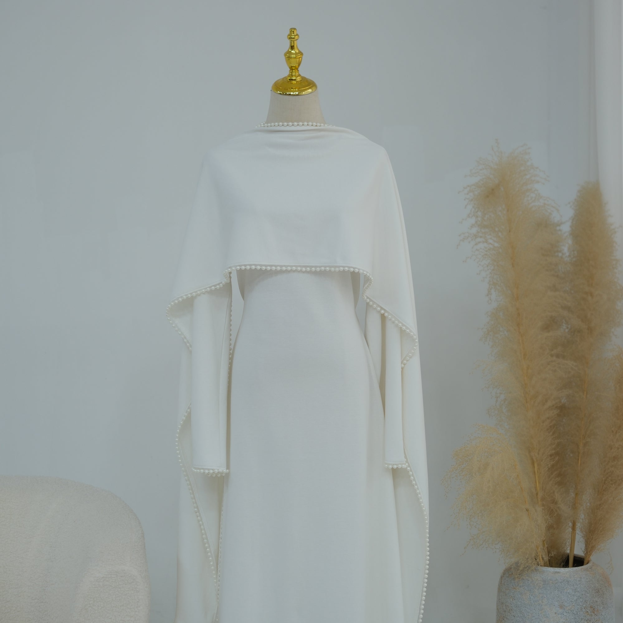 Loriya beaded shawl + long-sleeved dress LR1167