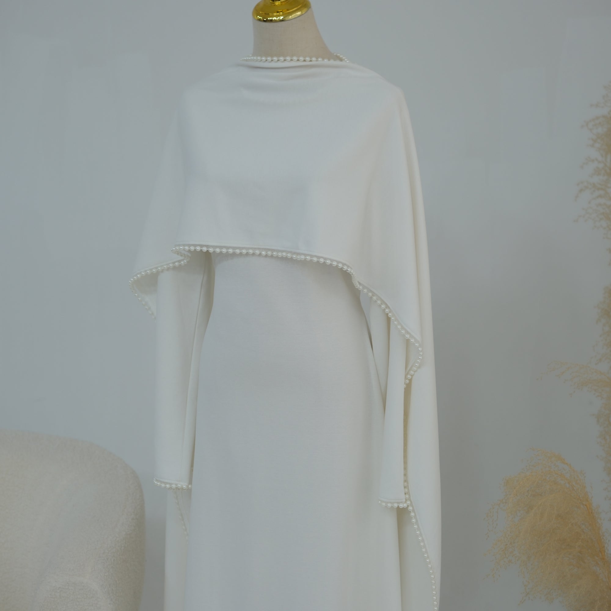 Loriya beaded shawl + long-sleeved dress LR1167