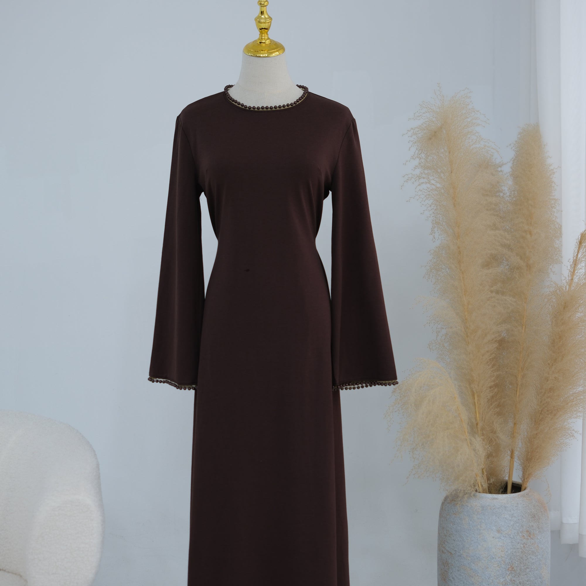 Loriya beaded shawl + long-sleeved dress LR1167