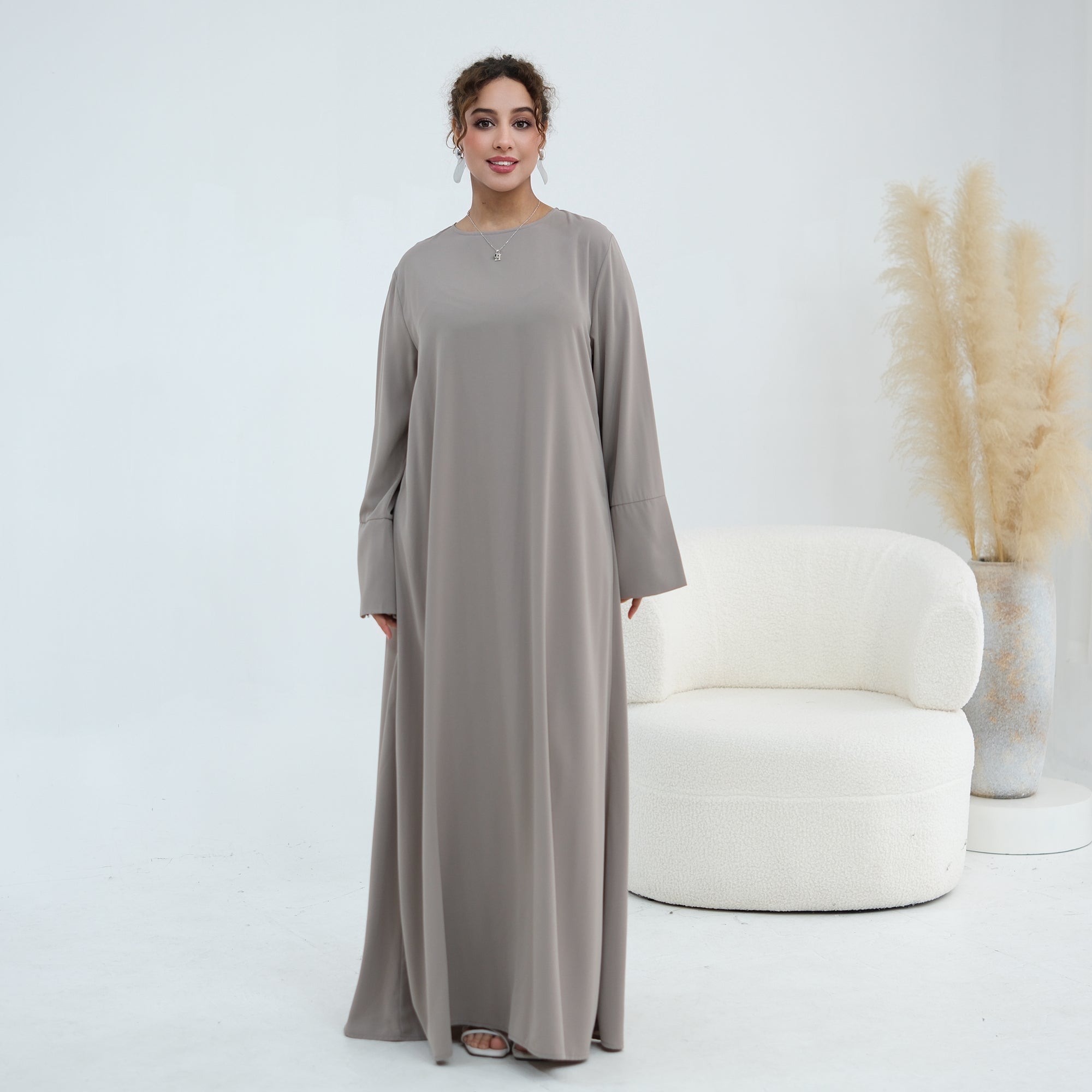 Long-sleeved lace-spliced large-size loose dress + headscarf two-piece set LR1175