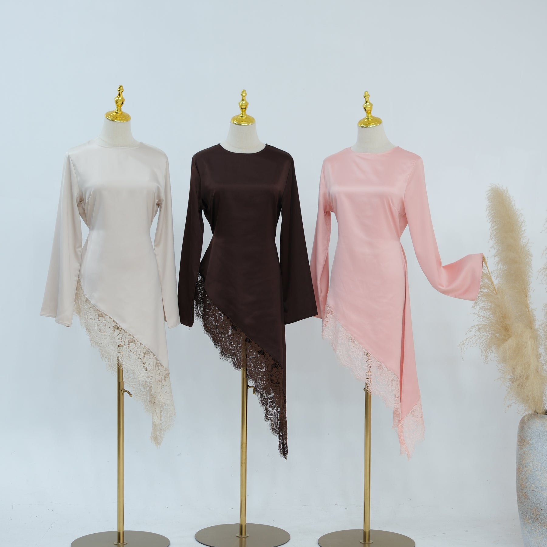 Large-size long-sleeved fashion lace patchwork long top LR1180