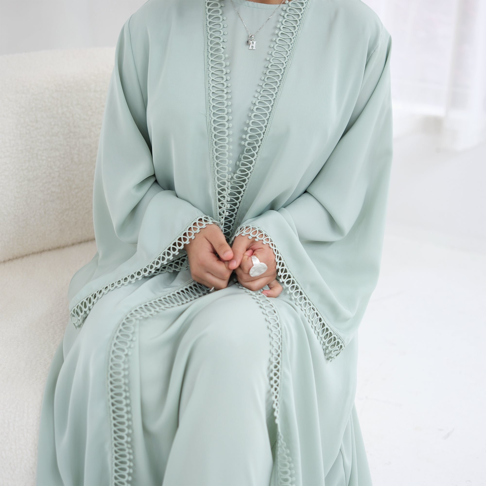 Stylish large-size lace-trimmed cardigan + two-piece set LR1182 as an undergarment