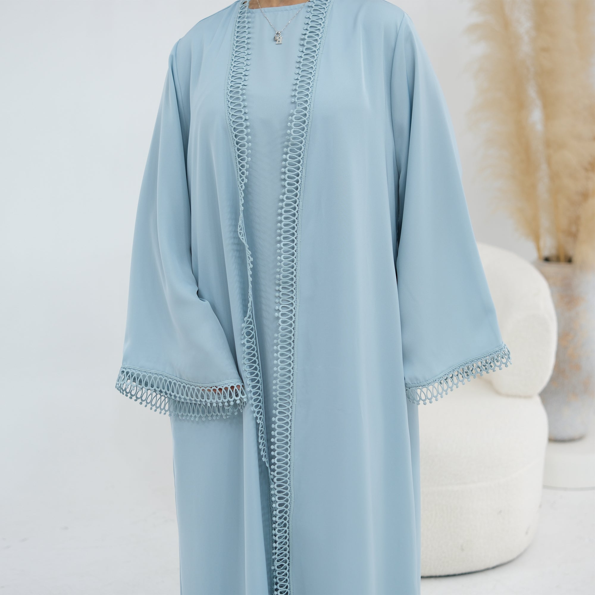Stylish large-size lace-trimmed cardigan + two-piece set LR1182 as an undergarment