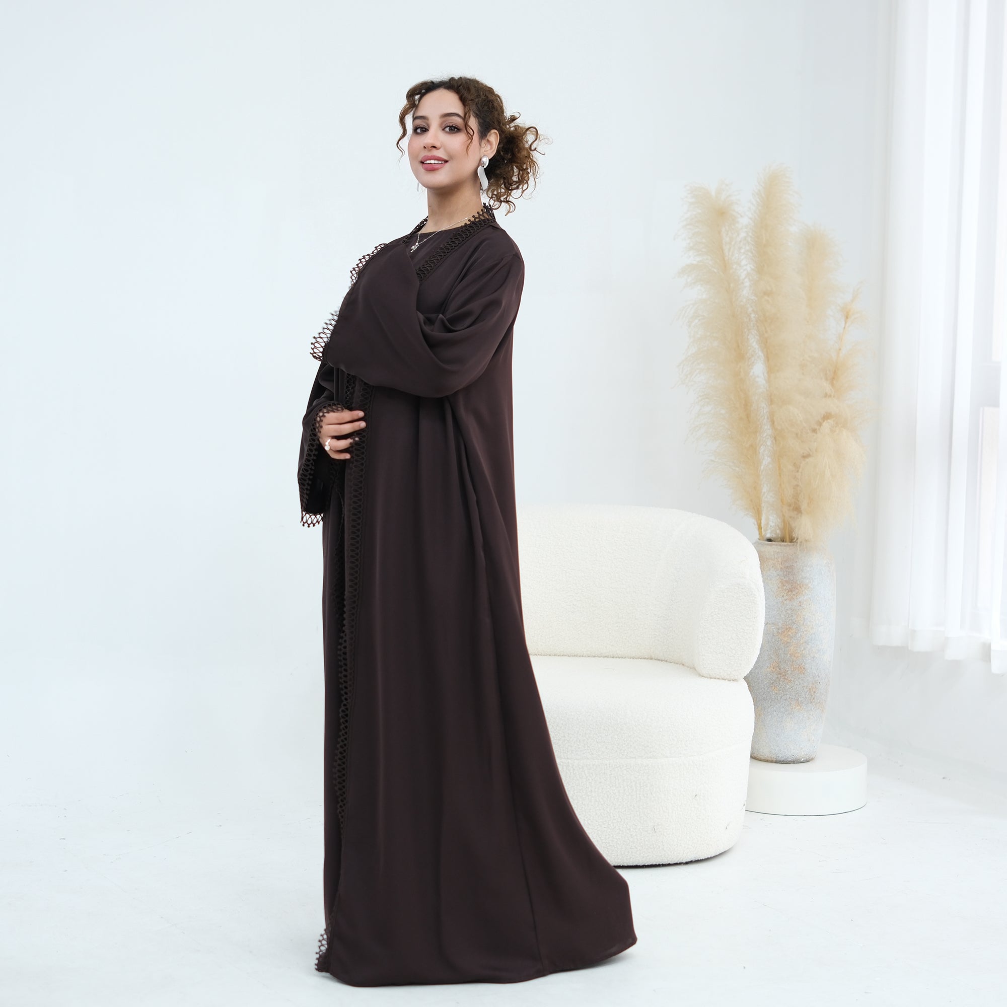 Stylish large-size lace-trimmed cardigan + two-piece set LR1182 as an undergarment