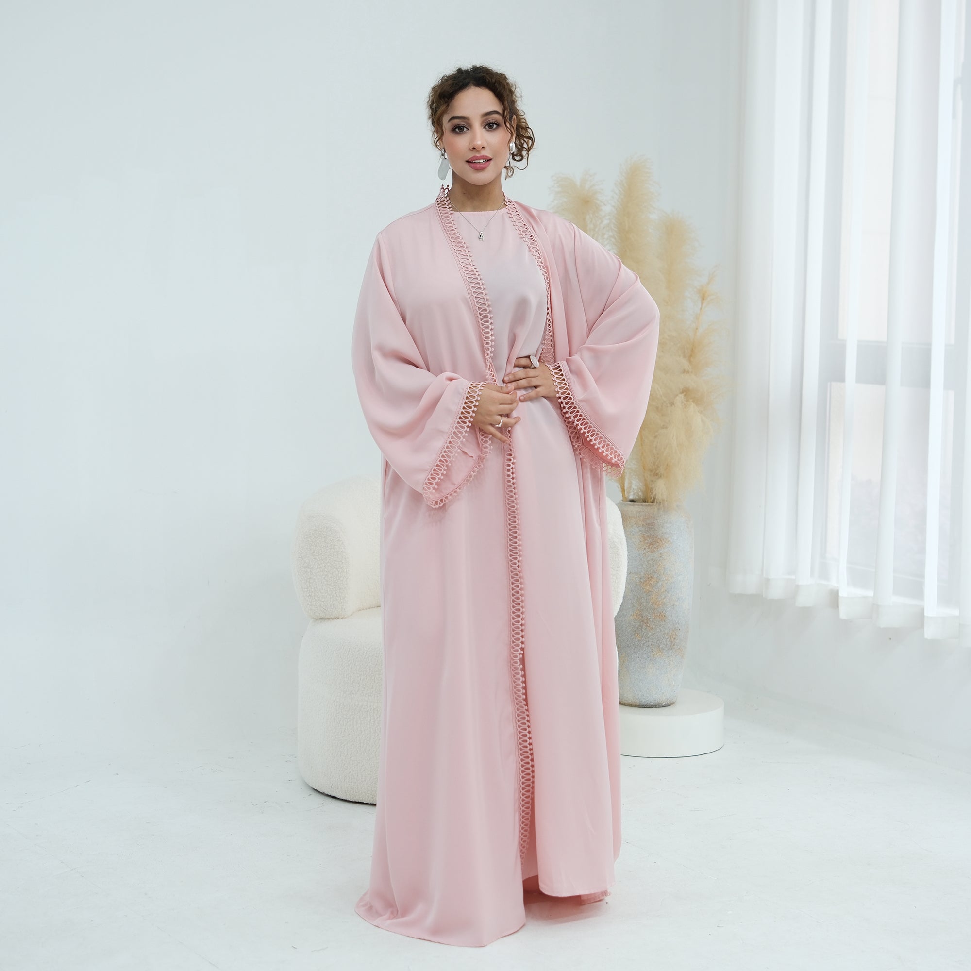 Stylish large-size lace-trimmed cardigan + two-piece set LR1182 as an undergarment